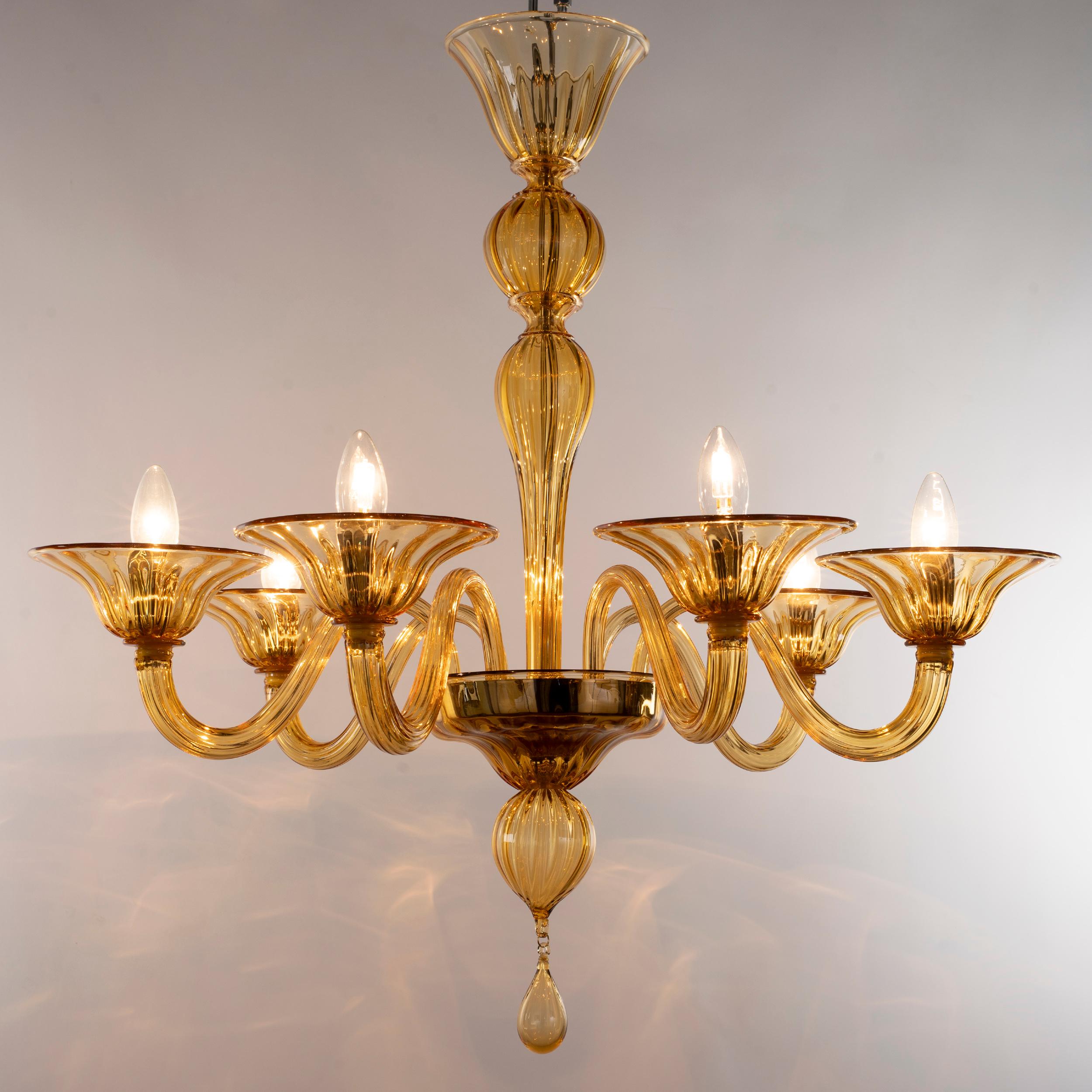 Lámpara Simplicissimus, 6 brazos ámbar cristal de Murano by Multiforme en venta 4