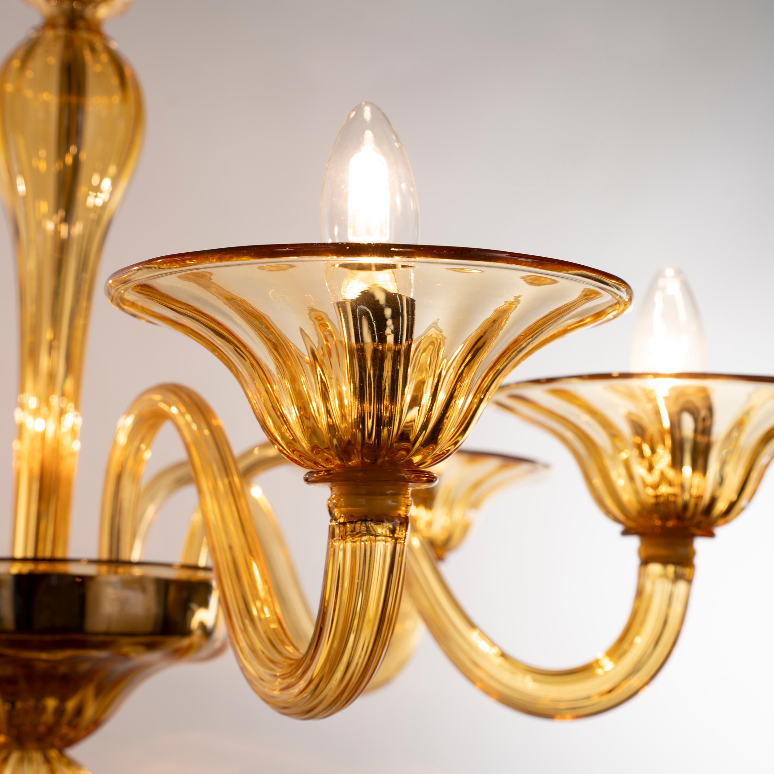 Lámpara Simplicissimus, 6 brazos ámbar cristal de Murano by Multiforme en venta 1