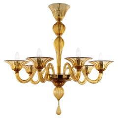 Lampadario Simplicissimus, 6 braccia in vetro di Murano ambrato di Multiforme