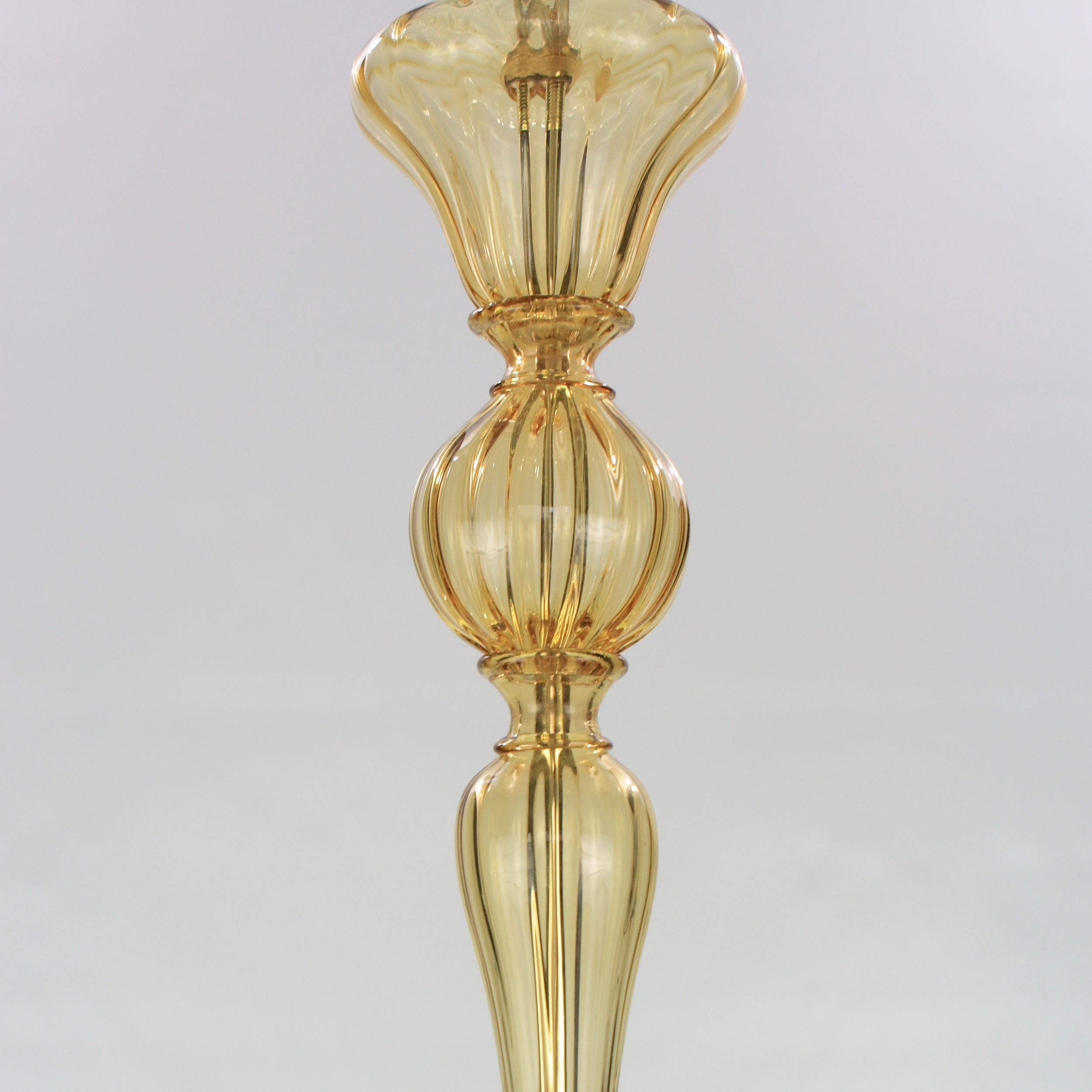 Lámpara Simplicissimus, 6 brazos ámbar cristal de Murano by Multiforme Vidrio soplado en venta
