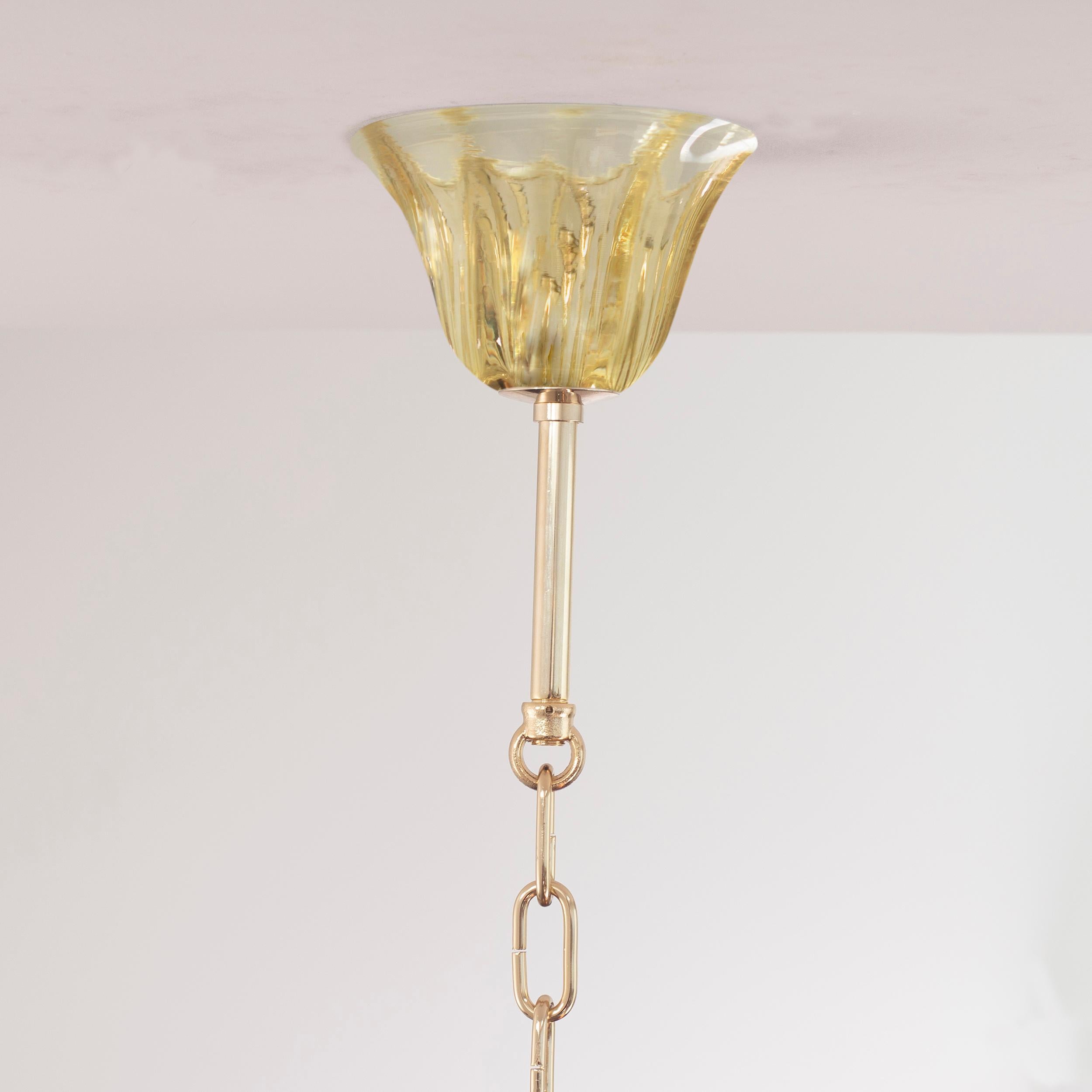 Simplicissimus Chandelier, 6 Arms Amber Murano Glass by Multiforme in Stock For Sale 1