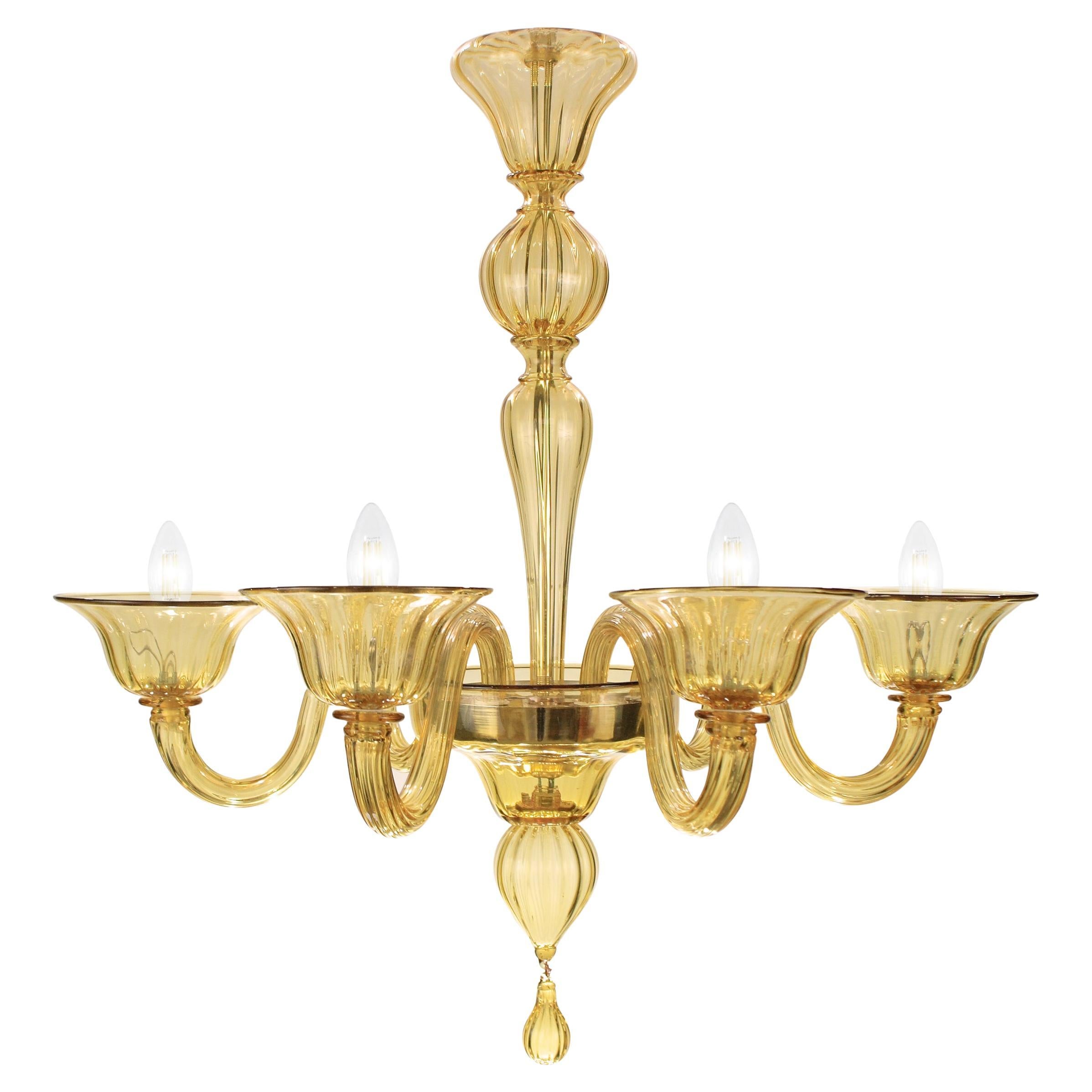 Lustre Simplicissimus, 6 bras en verre de Murano ambré par Multiforme, en stock