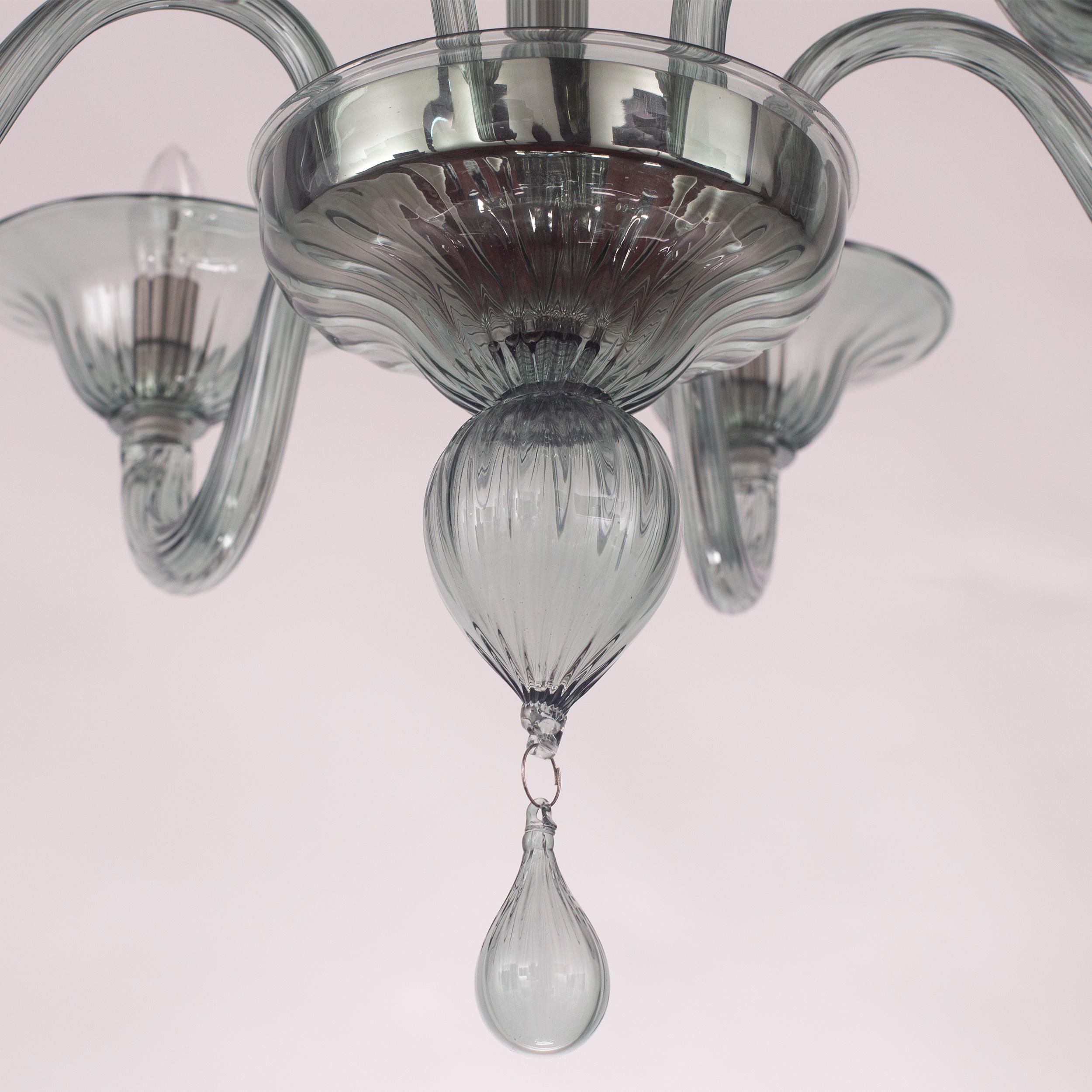 Simplicissimus Chandelier, 6 Arms grey green Murano Glass by Multiforme In New Condition For Sale In Trebaseleghe, IT