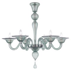 Lampadario Simplicissimus, 6 bracci Fontana grigio verde in vetro di Murano di Multiforme