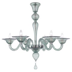 Lustre Simplicissimus, 6 bras en verre de Murano gris vert par Multiforme