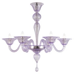 Simplicissimus Chandelier 6 Arms light lilac Murano Glass by Multiforme in Stock