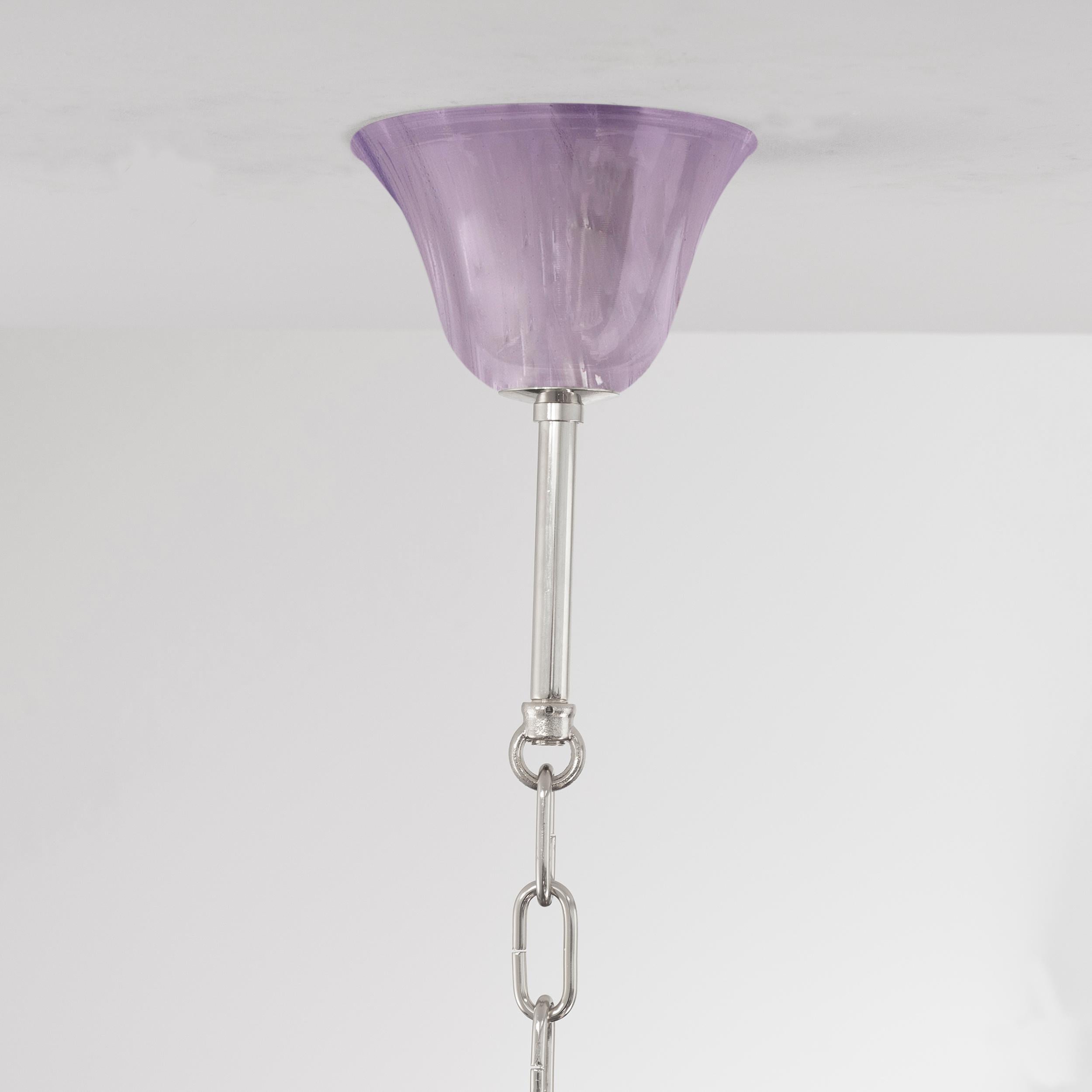 Simplicissimus Chandelier, 6 Arms lilac Murano Glass by Multiforme For Sale 4