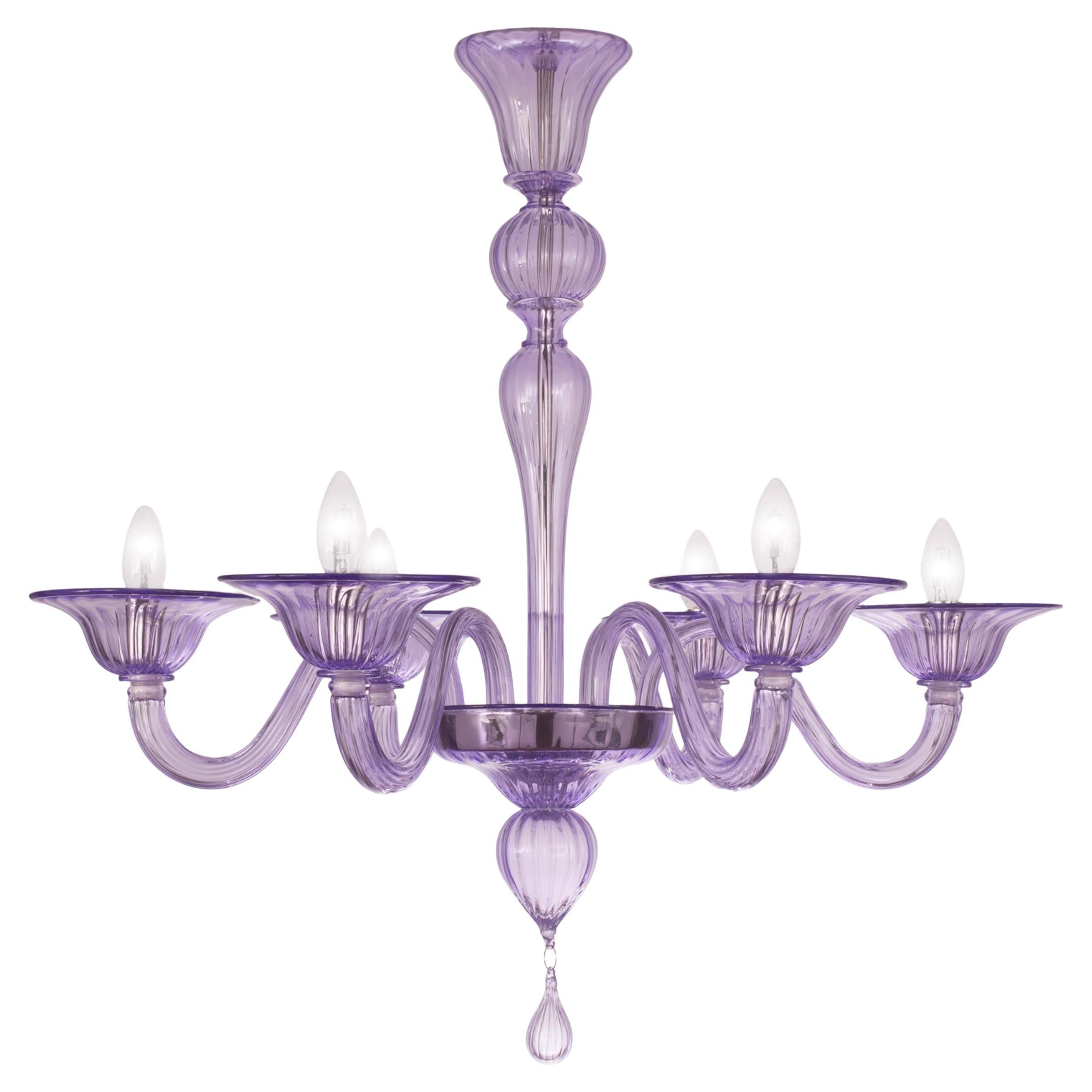 Simplicissimus Chandelier, 6 Arms Wisteria Murano Glass by Multiforme