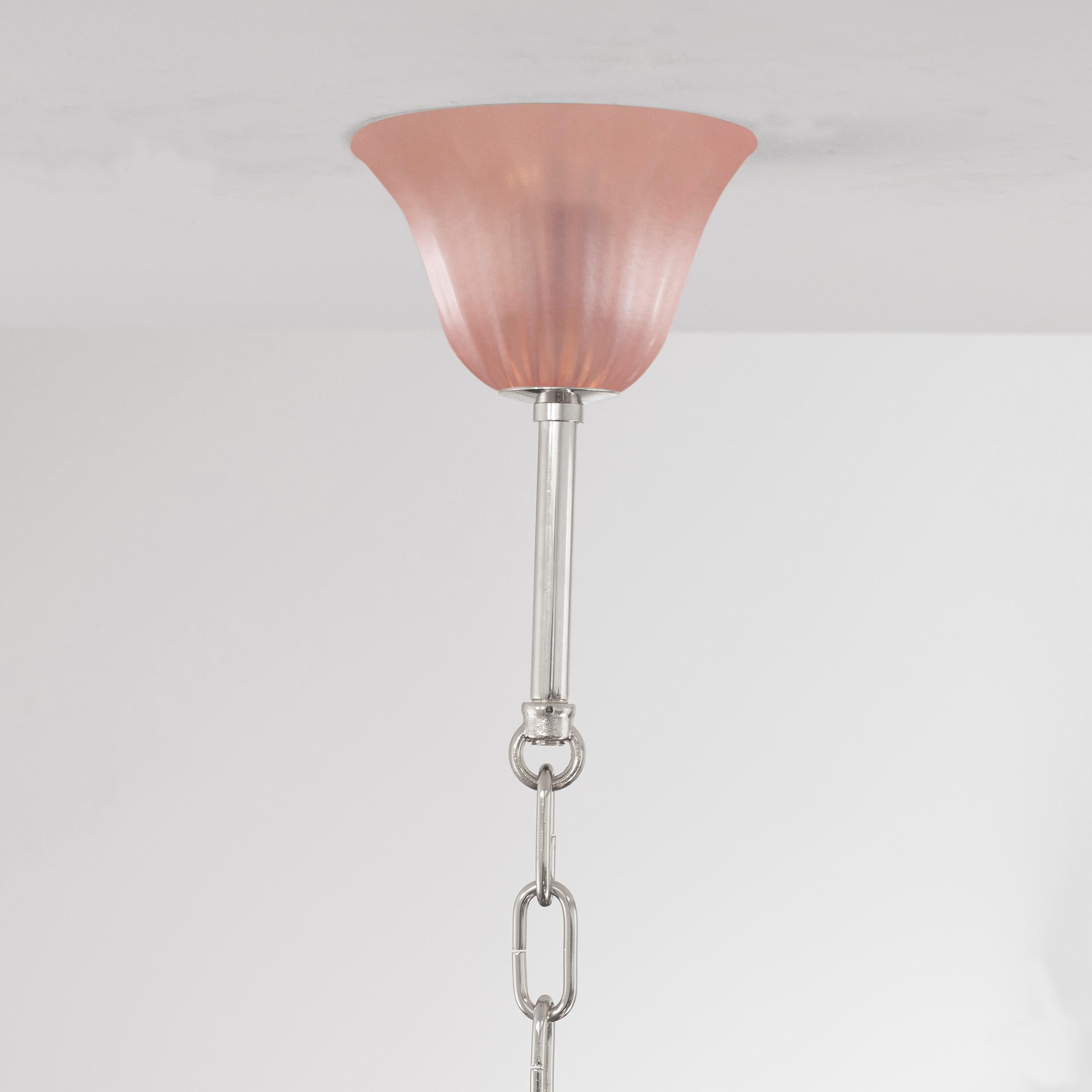Simplicissimus Chandelier, 6 arms Pearl Pink Murano Glass by Multiforme in Stock For Sale 2