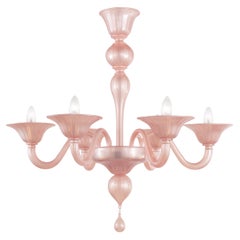 Simplicissimus Chandelier, 6 arms Pearl Pink Murano Glass by Multiforme in Stock