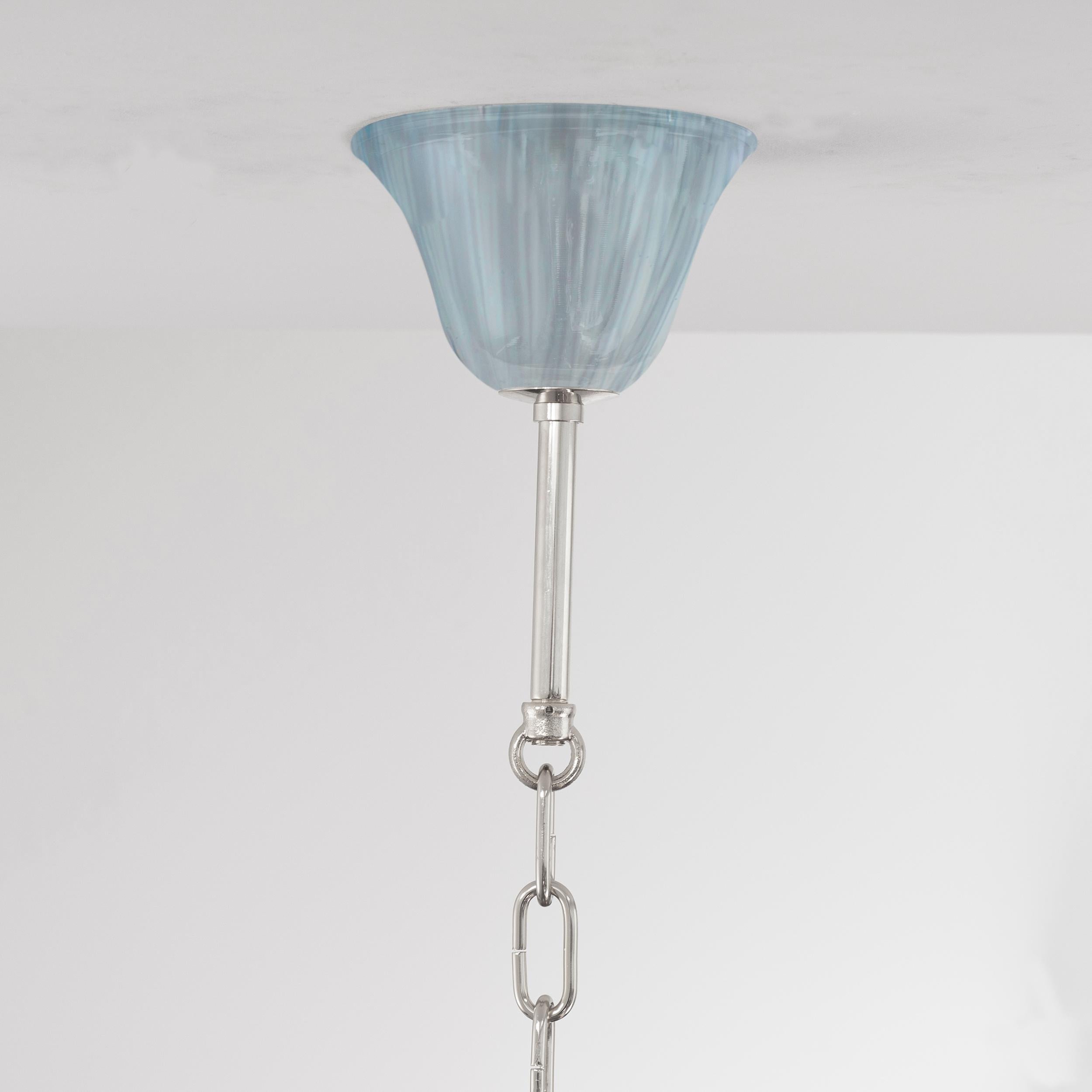 Simplicissimus Chandelier, 6 Arms Talco Blue Murano Glass by Multiforme in Stock For Sale 3