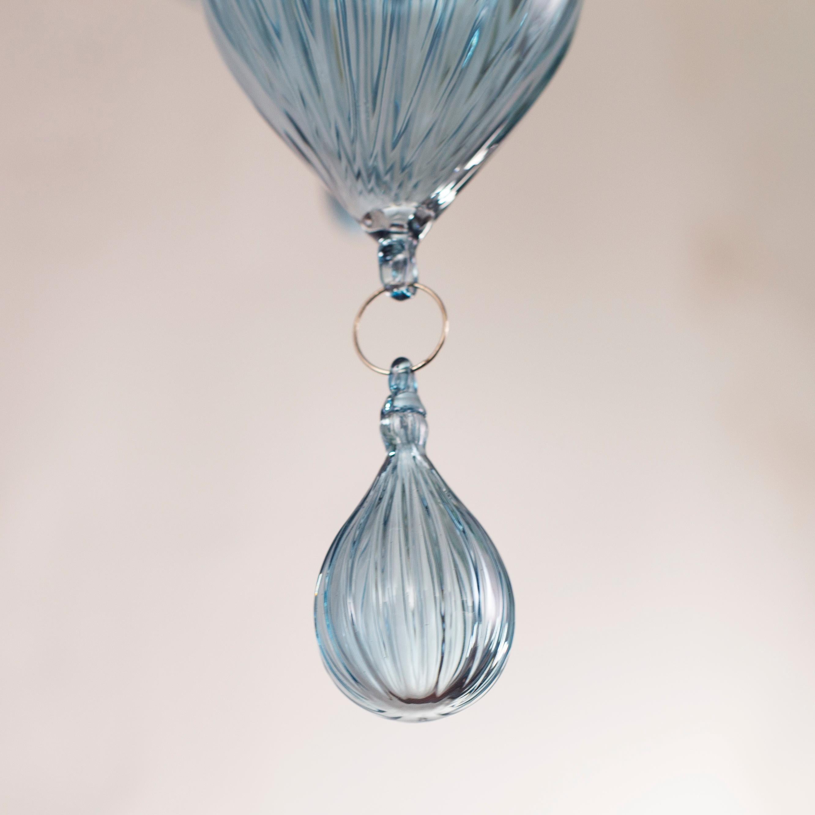 Simplicissimus Chandelier, 6 Arms Talco Blue Murano Glass by Multiforme in Stock For Sale 2