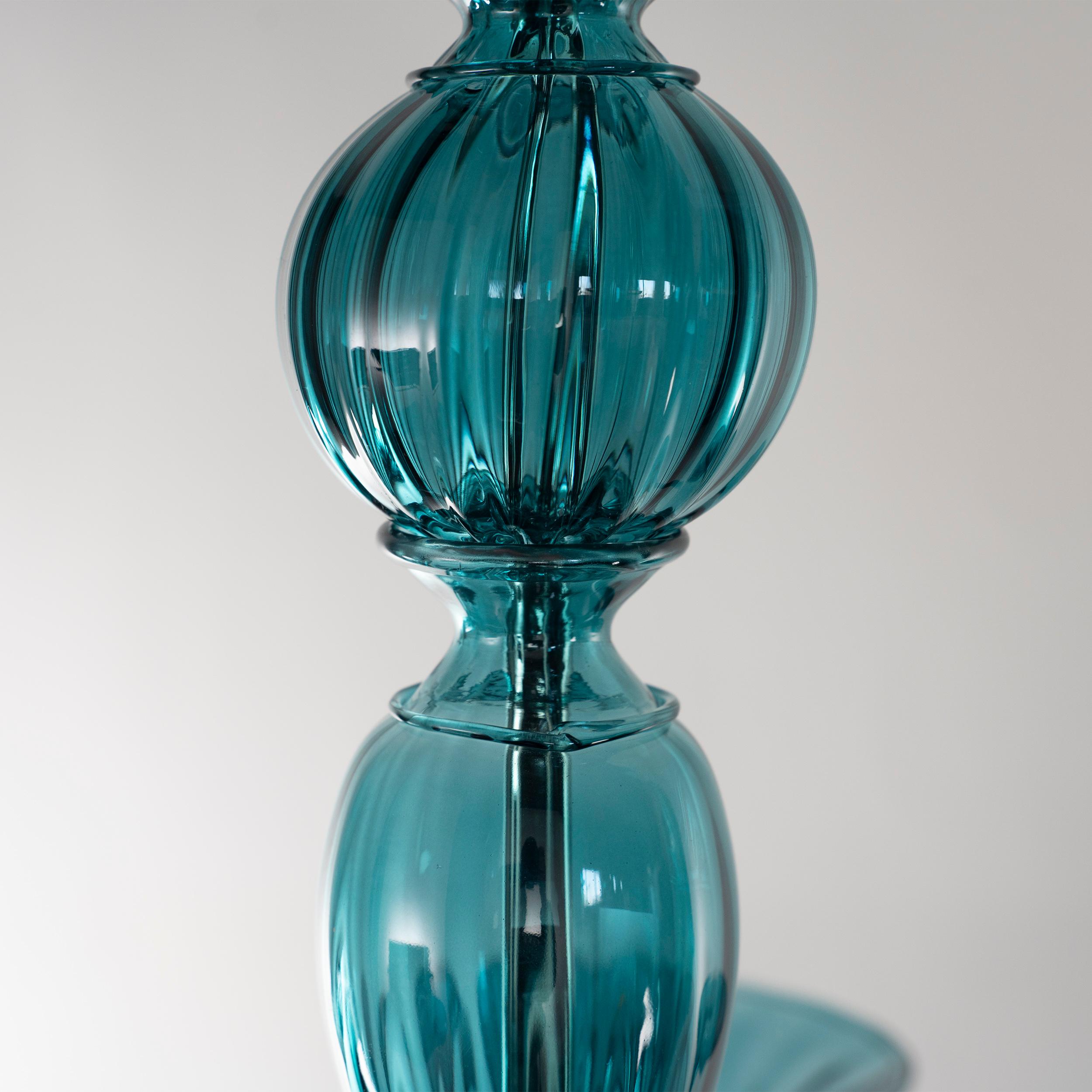 Lampadario Simplicissimus, 6 bracci in vetro di Murano blu teal by Multiforme in vendita 2