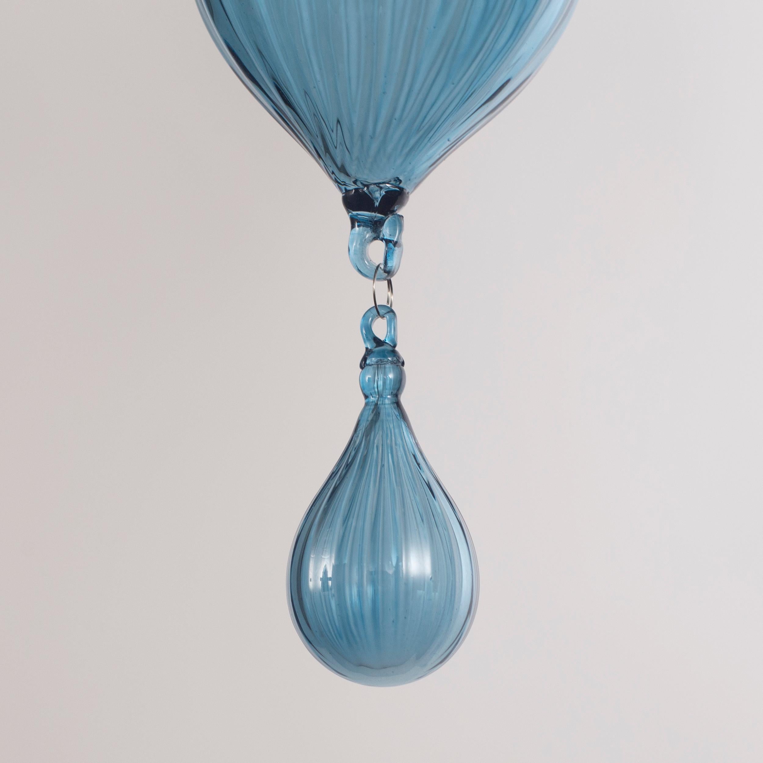 Simplicissimus Chandelier, 6 Arms Teal Blue Murano Glass by Multiforme in Stock For Sale 1