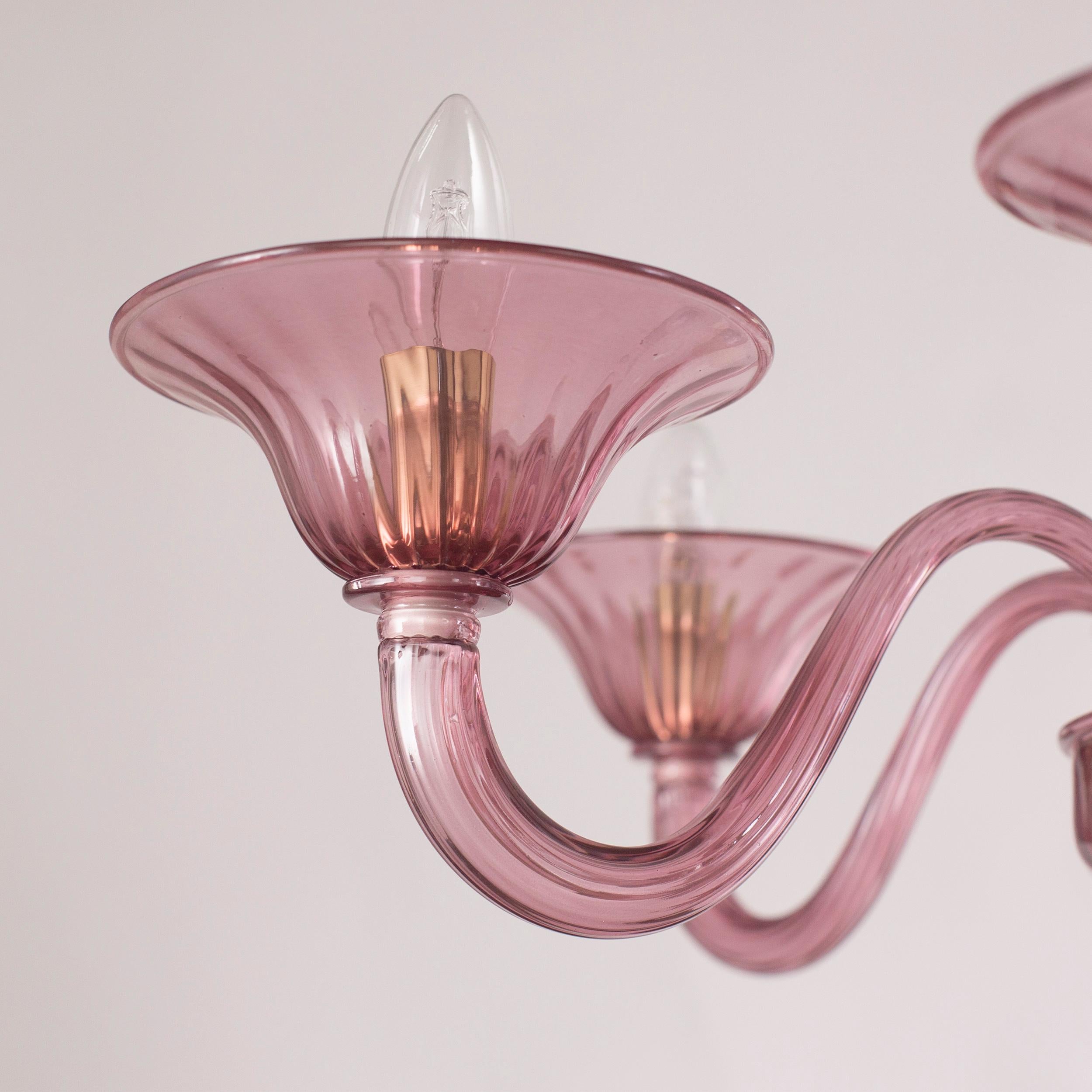 Other Simplicissimus Chandelier, 6 lights Burgundy Murano Glass by Multiforme in Stock For Sale