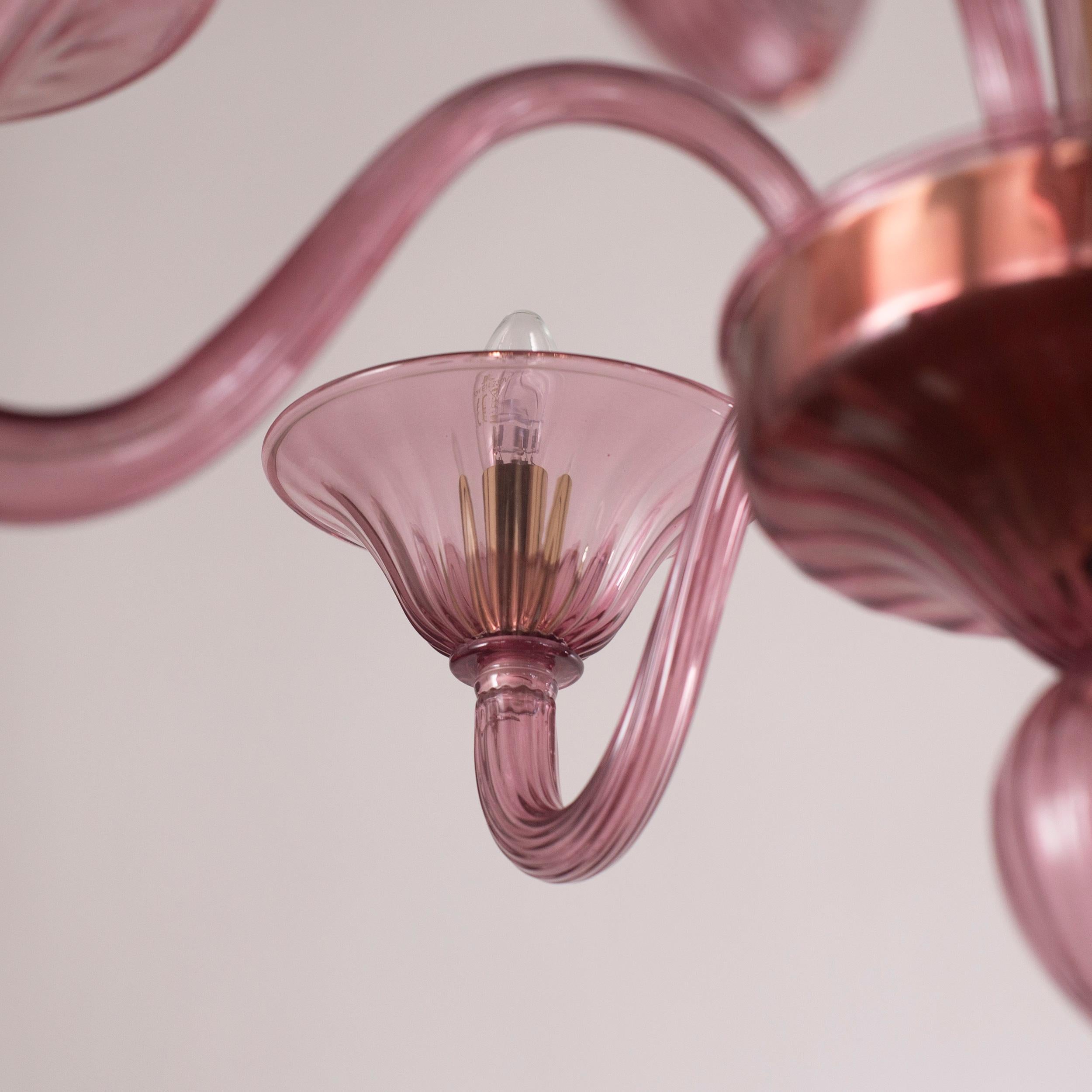 Contemporary Simplicissimus Chandelier, 6 lights Burgundy Murano Glass by Multiforme in Stock For Sale