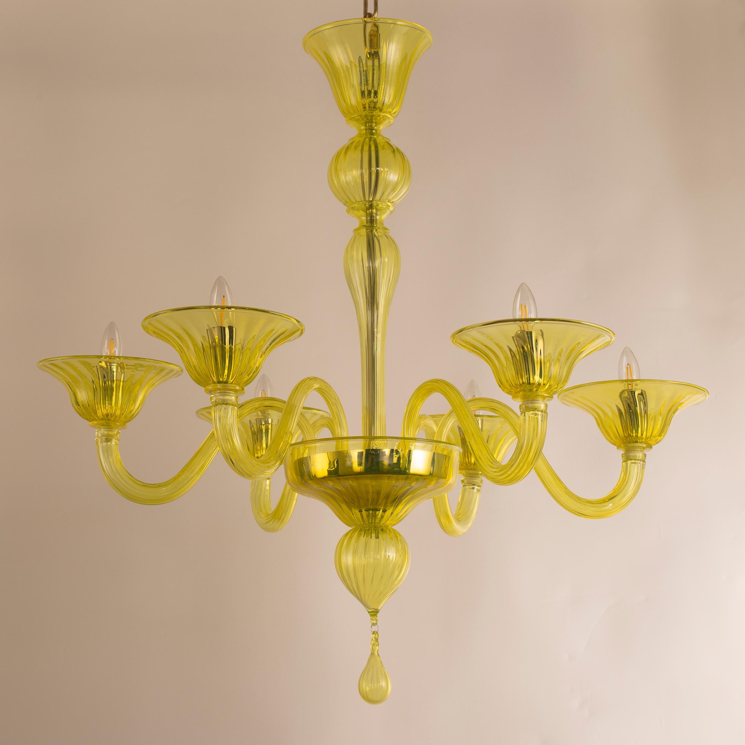 Simplicissimus Chandelier, 6 lights, Yellow Murano Glass by Multiforme In New Condition For Sale In Trebaseleghe, IT