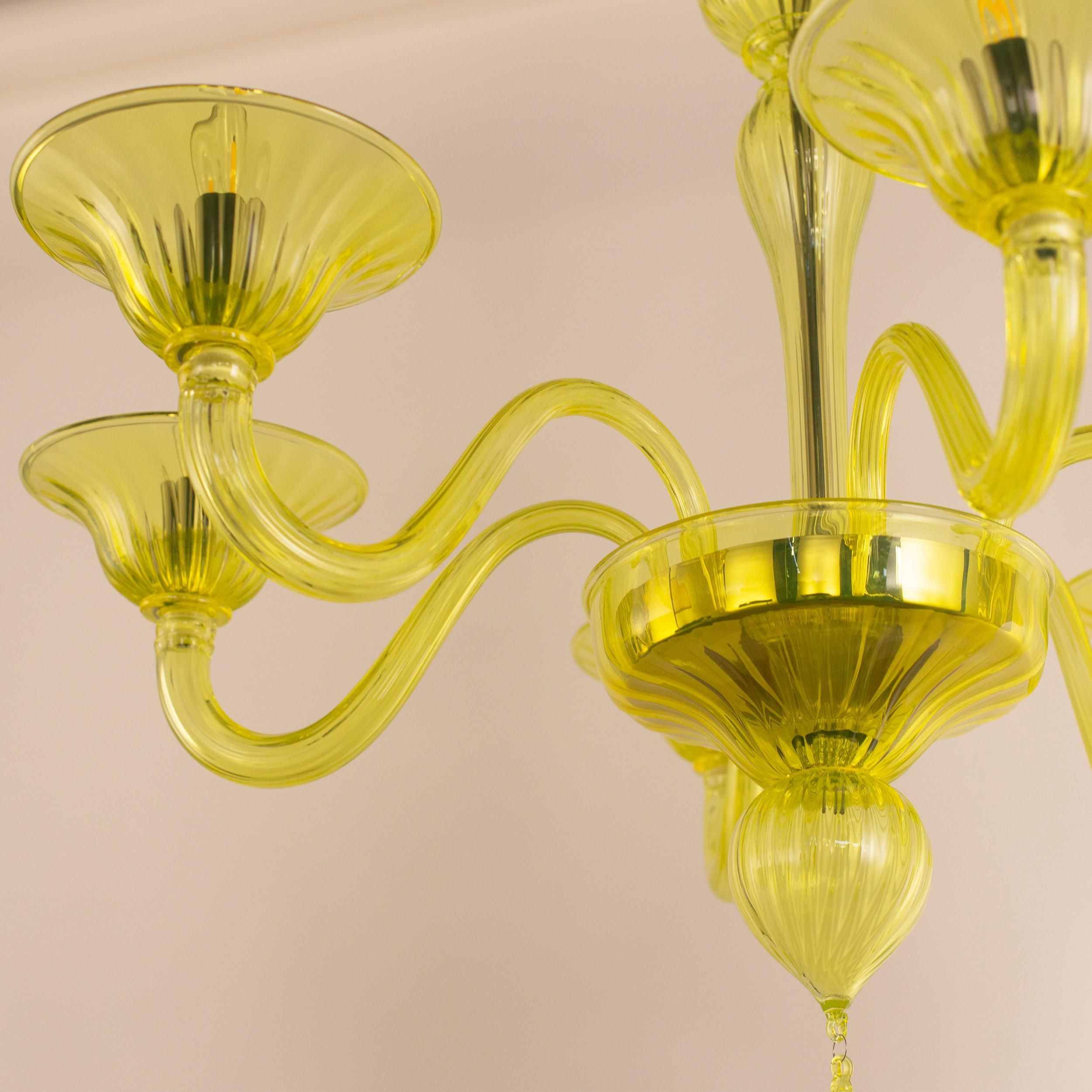 Contemporary Simplicissimus Chandelier, 6 lights, Yellow Murano Glass by Multiforme For Sale