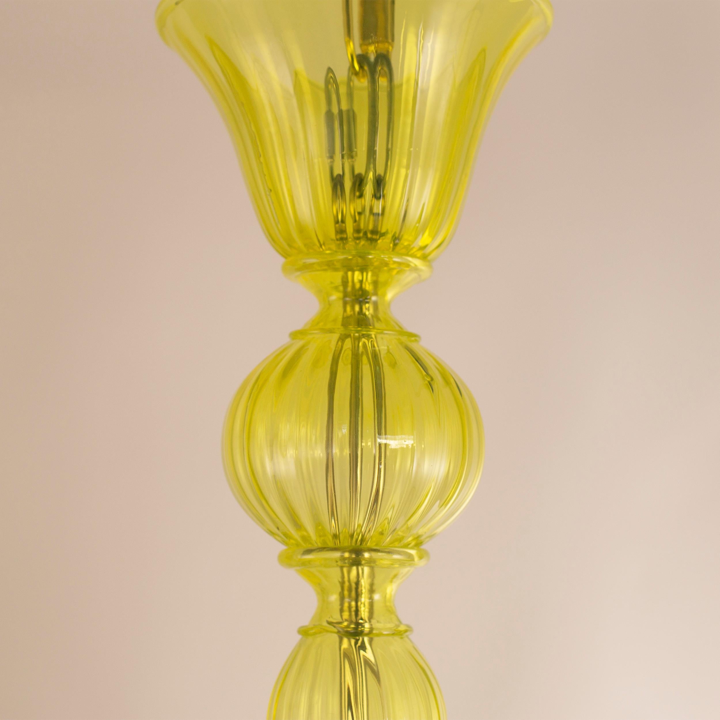 Blown Glass Simplicissimus Chandelier, 6 lights, Yellow Murano Glass by Multiforme For Sale