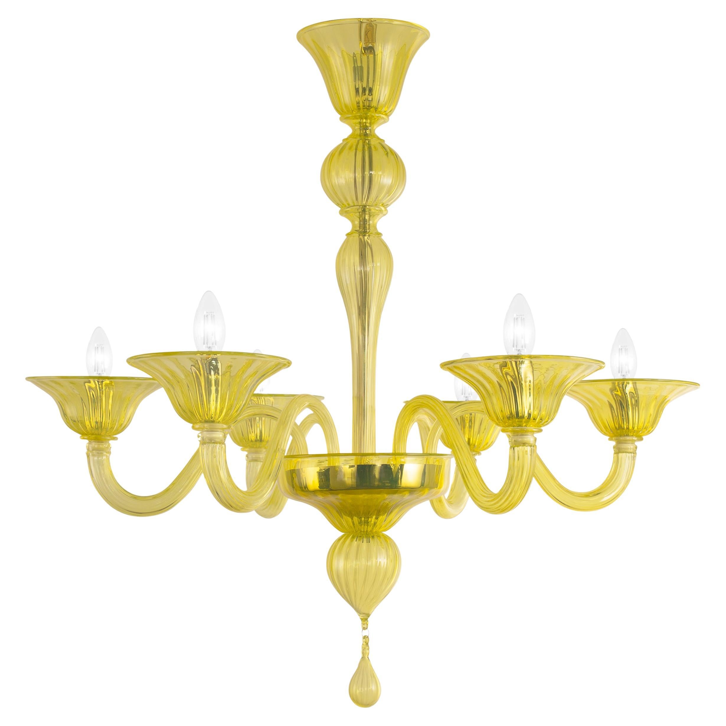 Simplicissimus Kronleuchter, 6 Lights, Gelbes Murano Glas von Multiforme