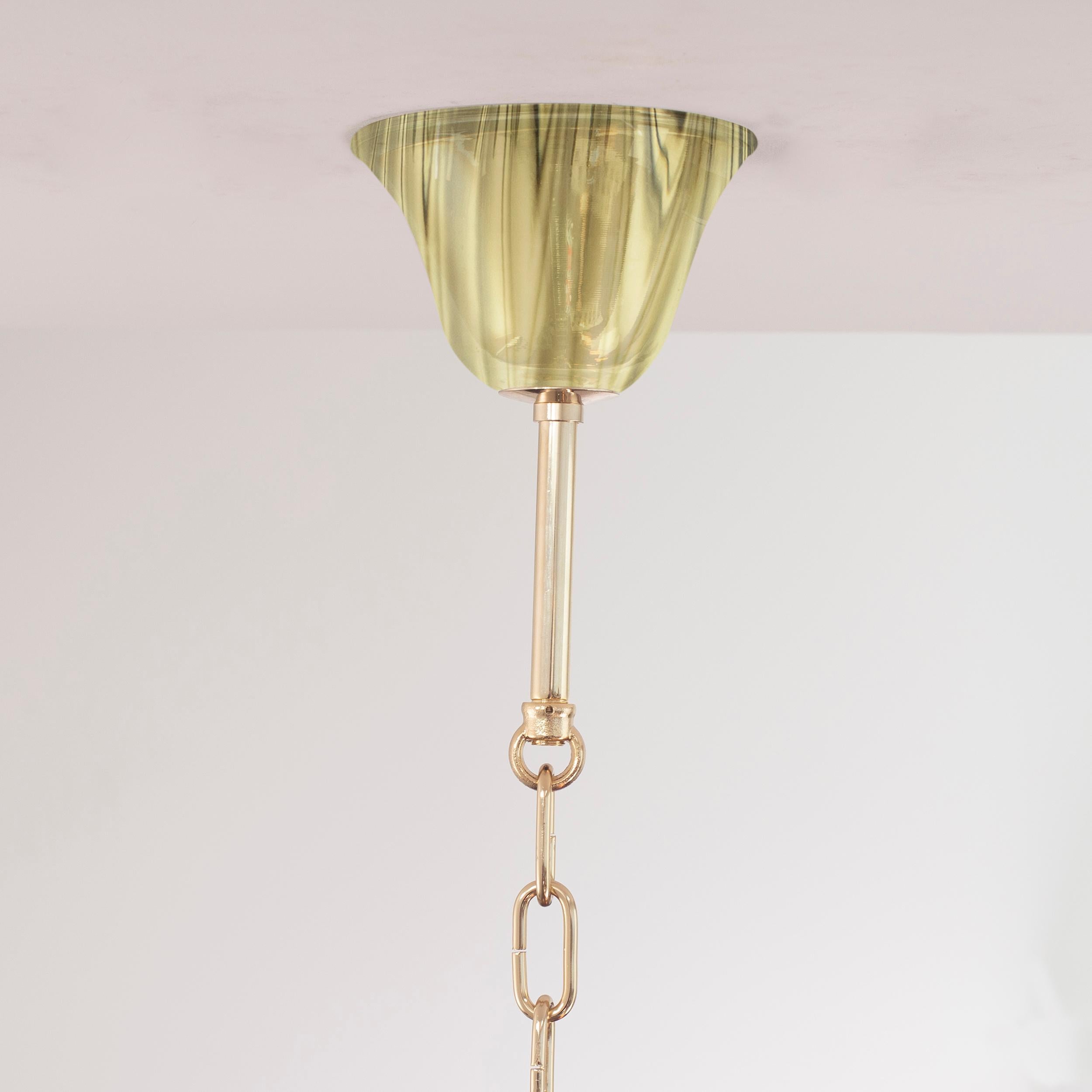 Lampadario Simplicissimus, 6+3 bracci in vetro di Murano verde oliva di Multiforme in vendita 5