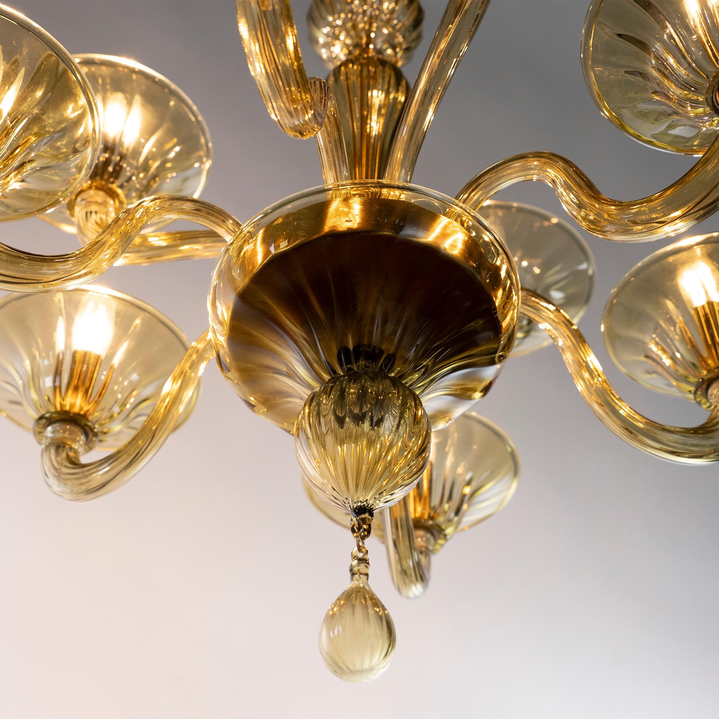 Lámpara Simplicissimus, 6+3 brazos Vidrio de Murano verde oliva by Multiforme Siglo XXI y contemporáneo en venta