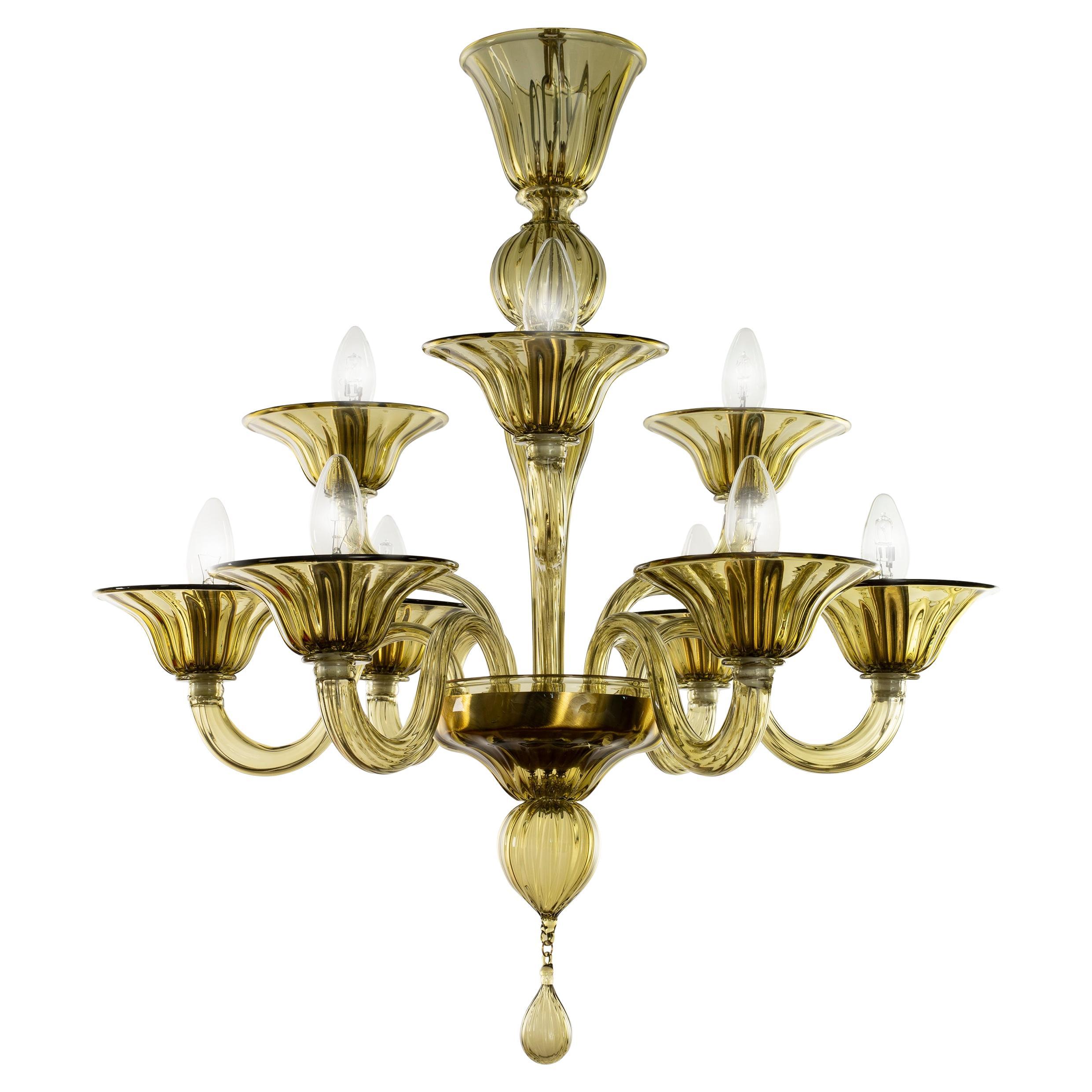 Lámpara Simplicissimus, 6+3 brazos Vidrio de Murano verde oliva by Multiforme