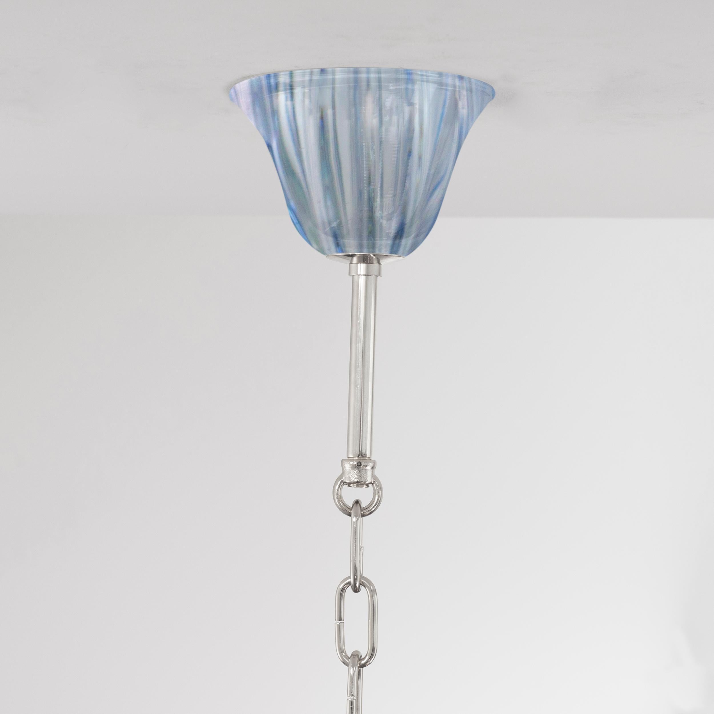 Simplicissimus Chandelier, 8  Arms Talco Blue Murano Glass by Multiforme For Sale 3