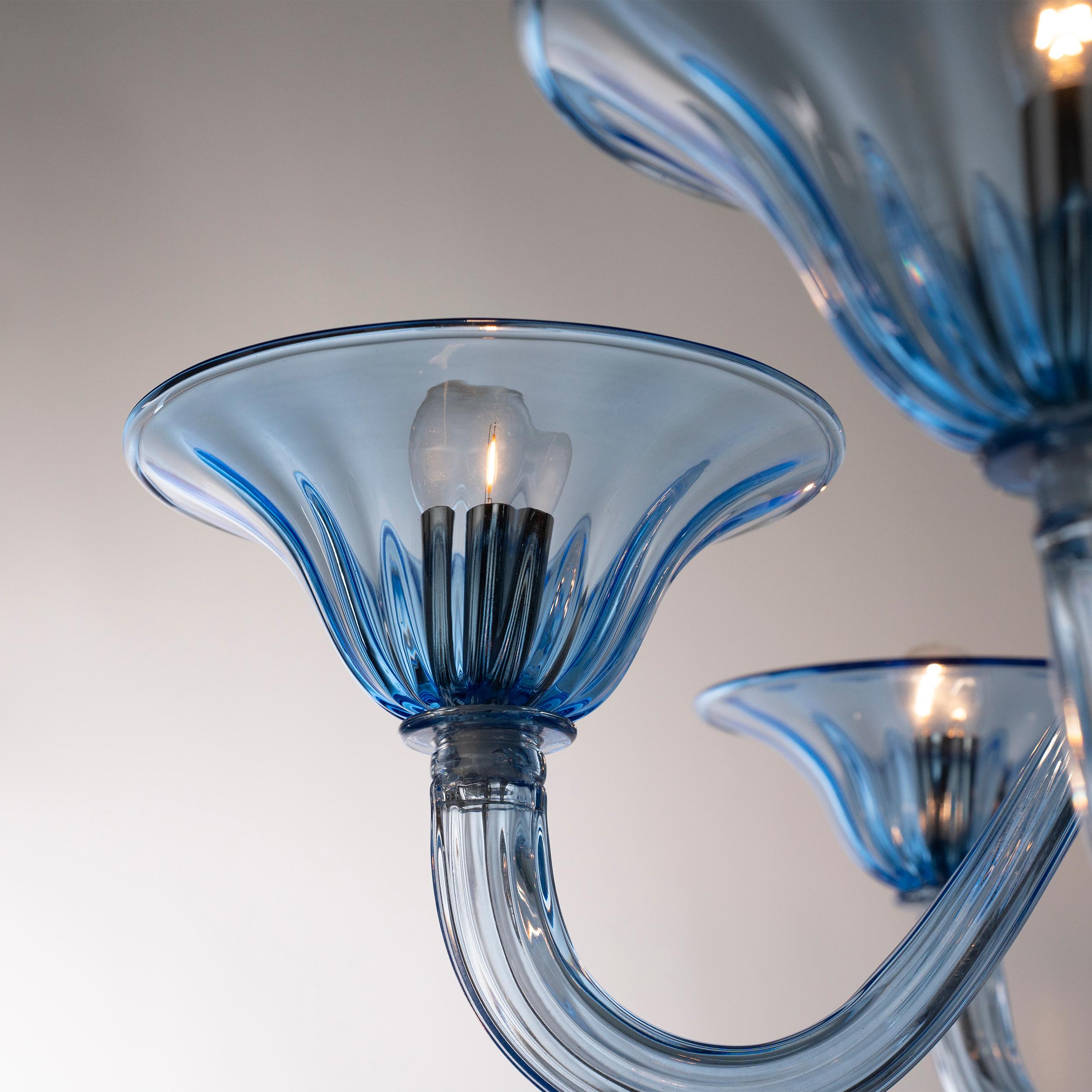 Araña Simplicissimus, 8  Brazos Talco Azul Cristal Murano by Multiforme Vidrio soplado en venta