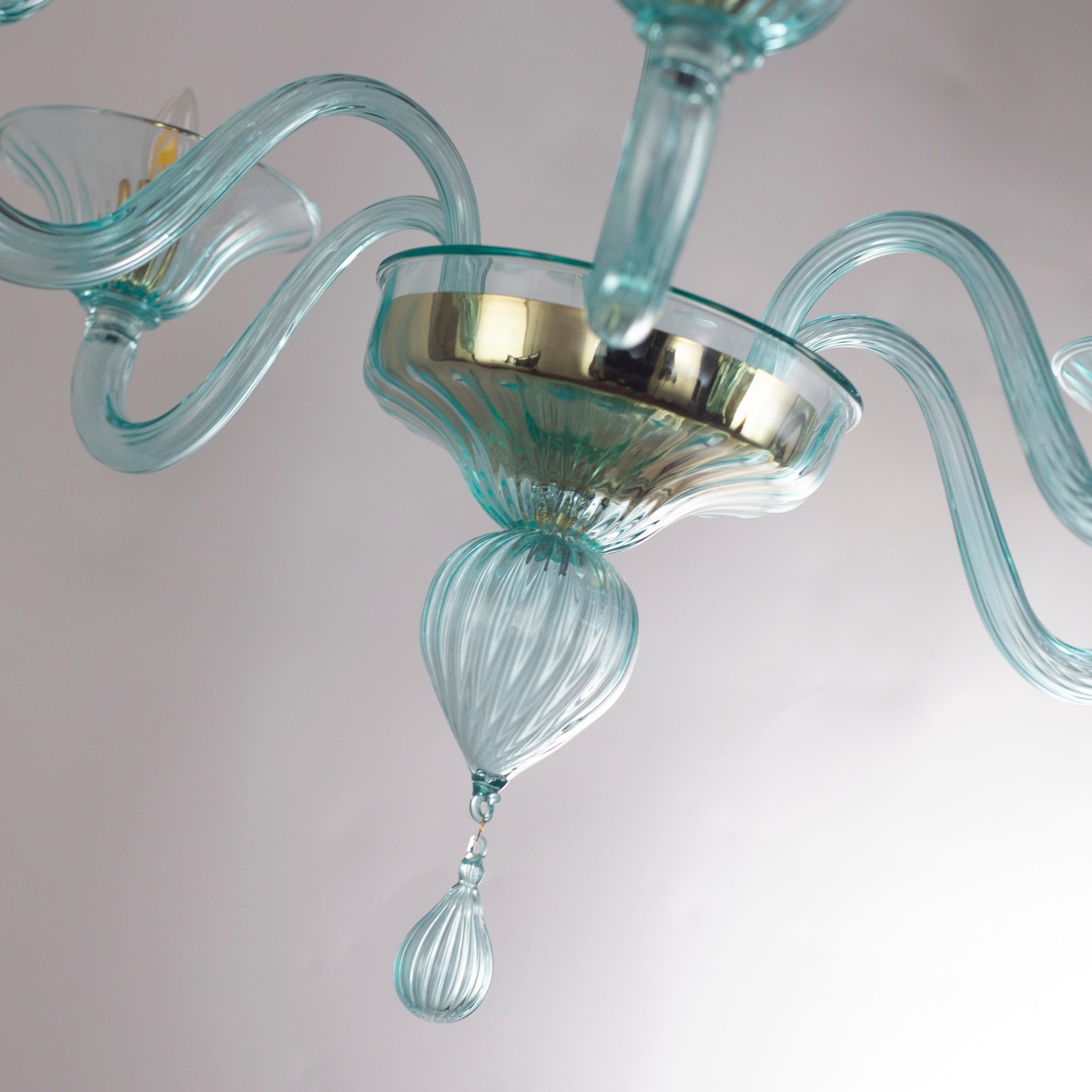 Simplicissimus Chandelier, Aqua Green Murano Glass by Multiforme in Stock In New Condition For Sale In Trebaseleghe, IT