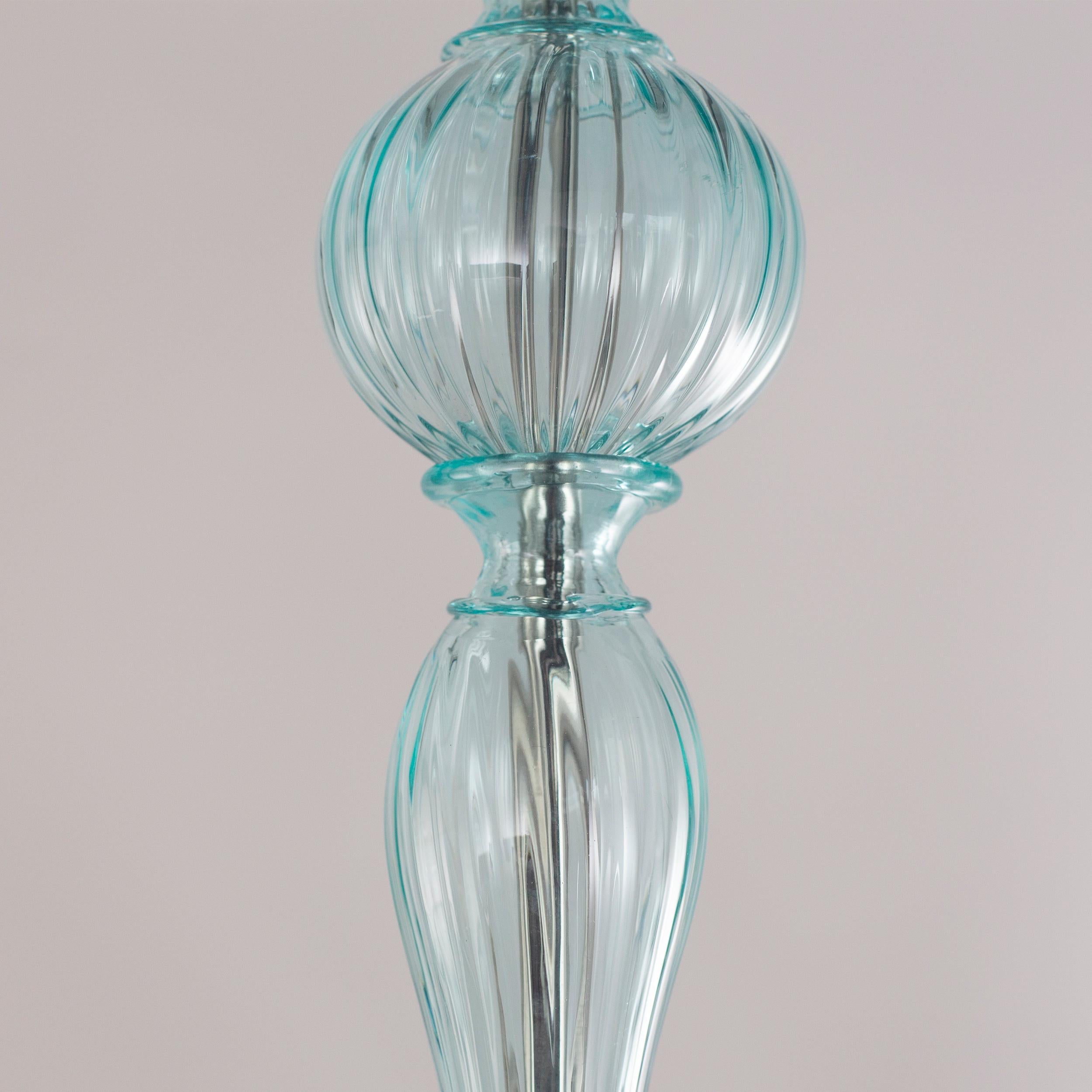 Simplicissimus Chandelier, Aqua Green Murano Glass by Multiforme in Stock For Sale 1