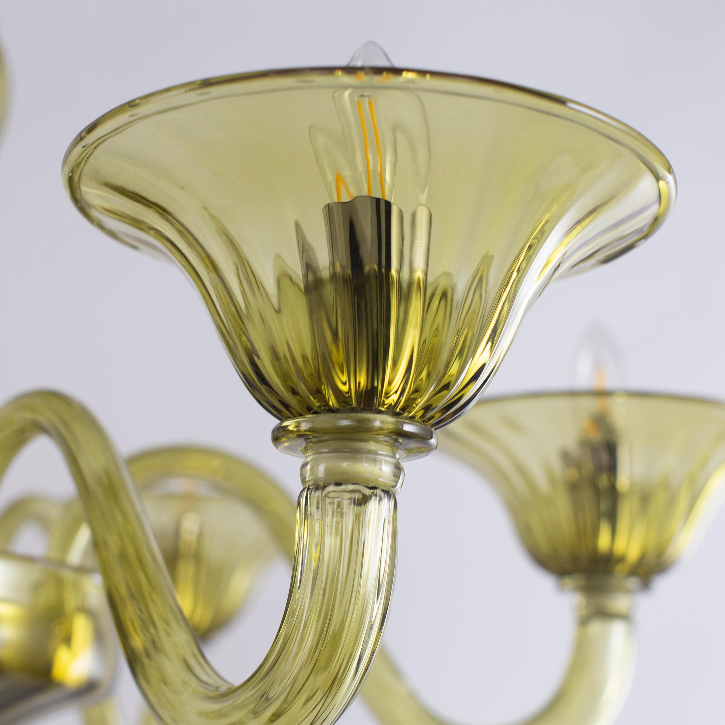 Simplicissimus Kronleuchter, Olivgrünes Muranoglas von Multiforme auf Lager (Sonstiges) im Angebot