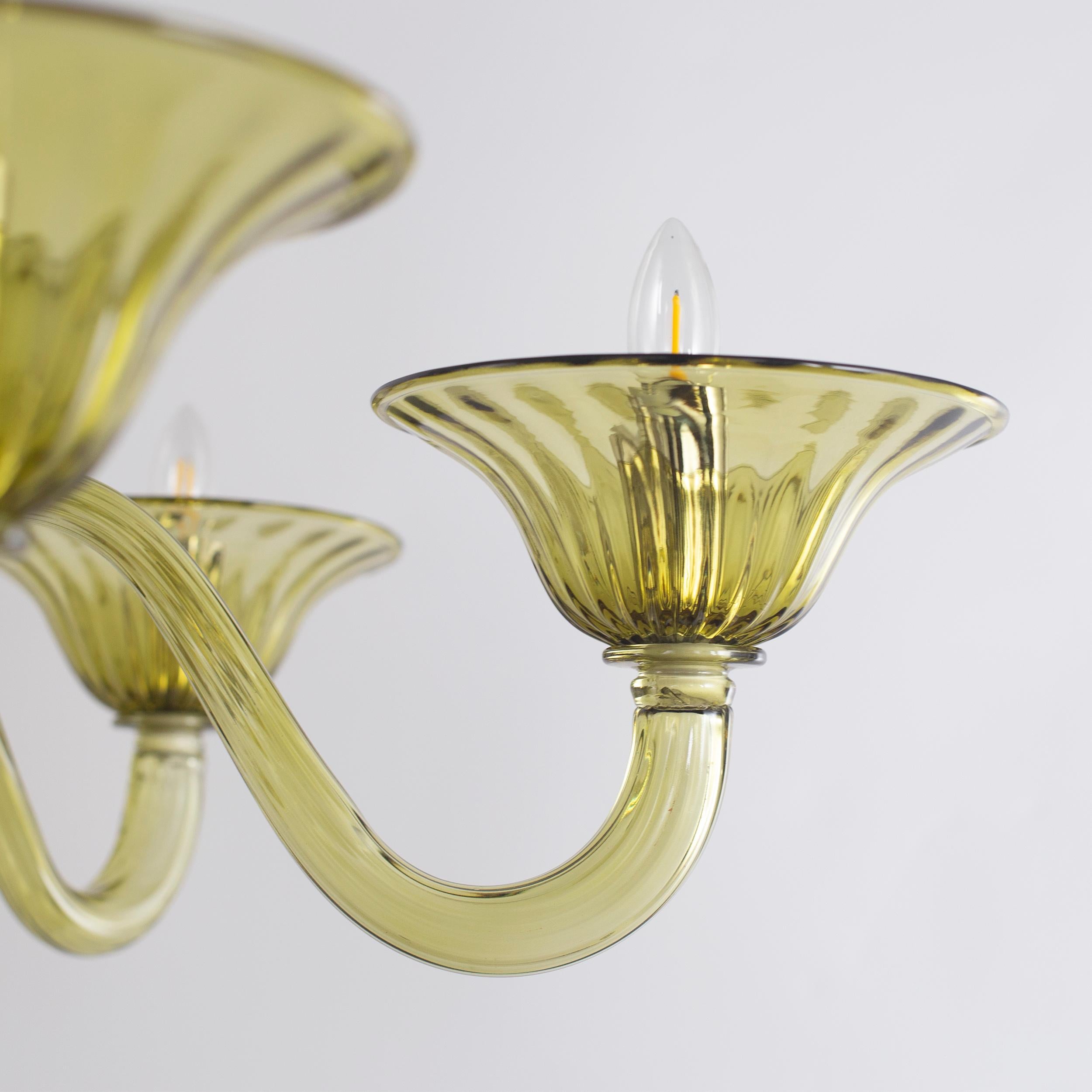 Simplicissimus Chandelier, Olive Green Murano Glass by Multiforme in Stock In New Condition For Sale In Trebaseleghe, IT