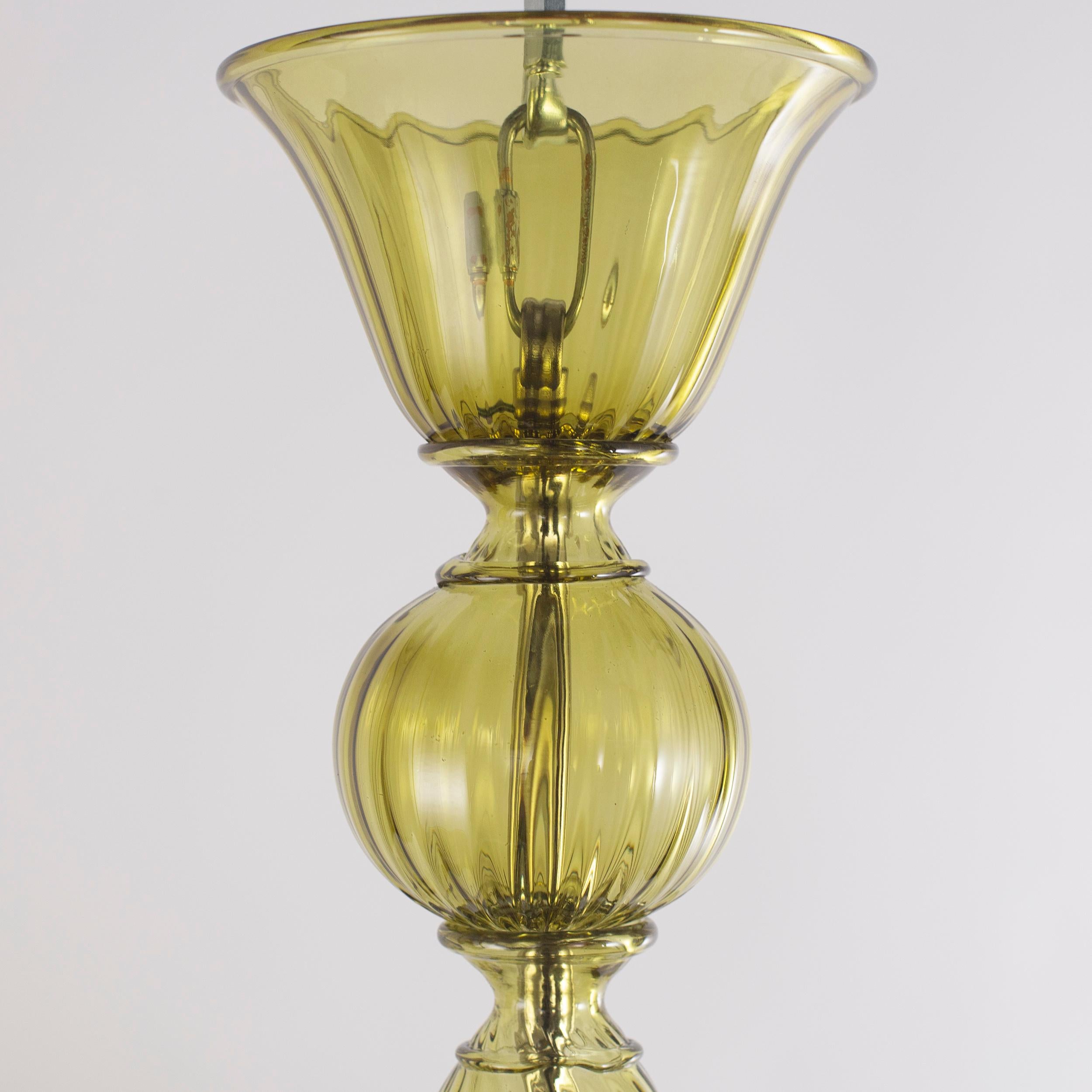 Simplicissimus Kronleuchter, Olivgrünes Muranoglas von Multiforme auf Lager (21. Jahrhundert und zeitgenössisch) im Angebot