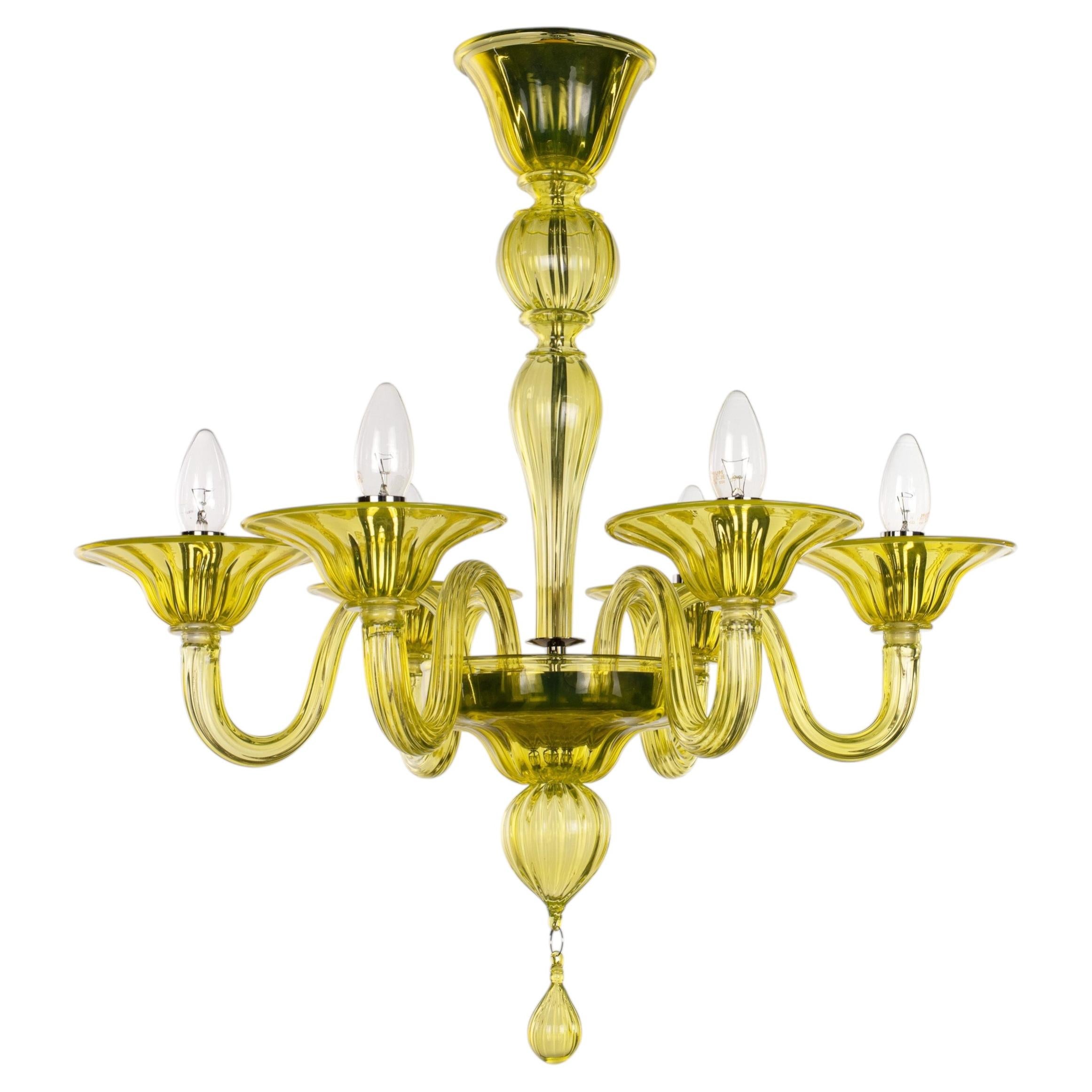 Lustre Murano 6 bras Citron par Multiforme en vente