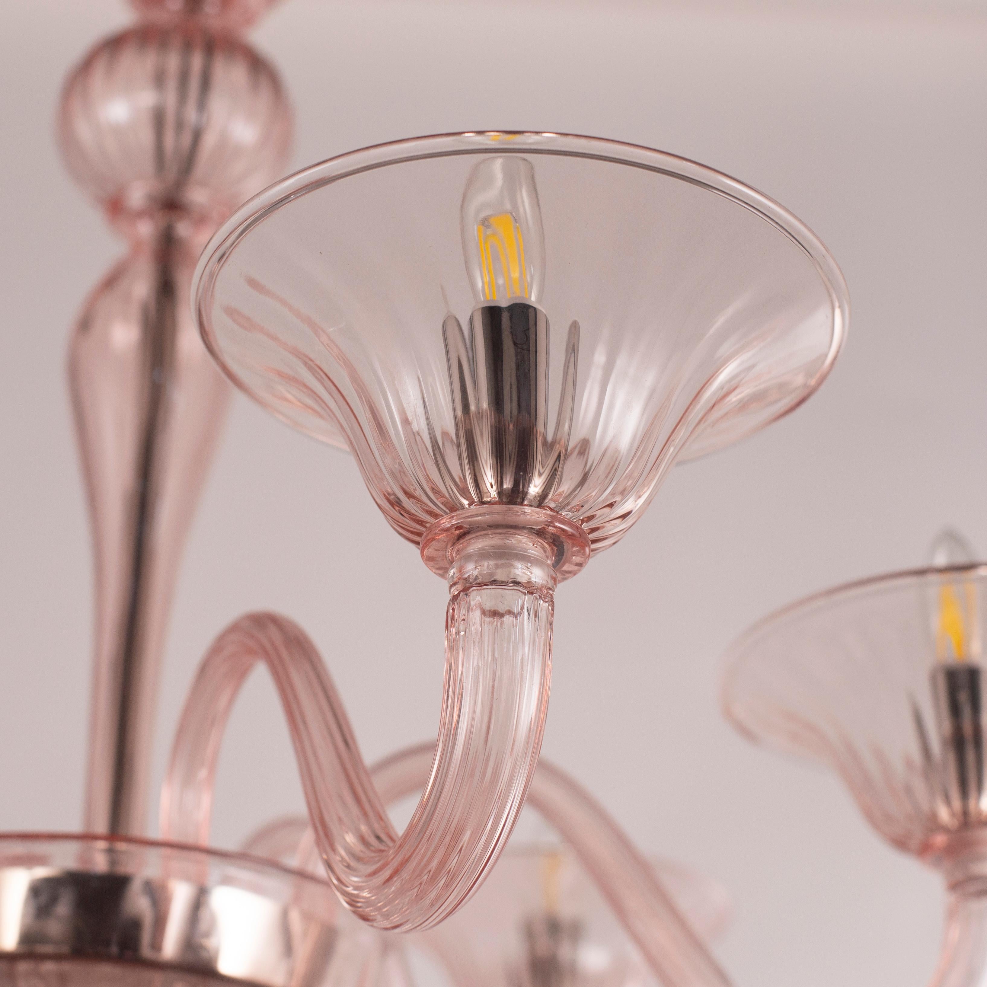 Lámpara de Murano Simplicissimus 6 brazos Cristal rosa empolvado by Multiforme en venta 4