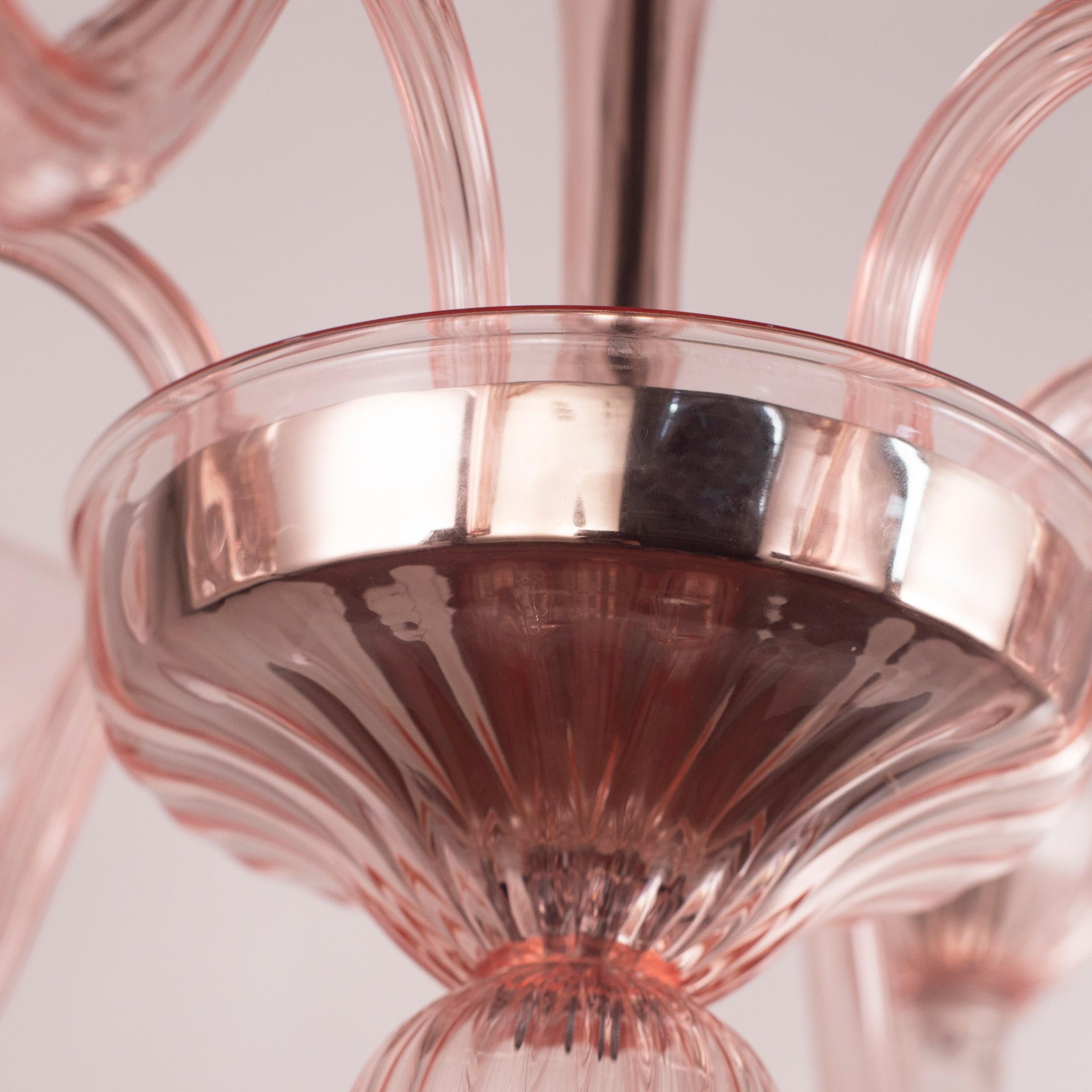 Lámpara de Murano Simplicissimus 6 brazos Cristal rosa empolvado by Multiforme en venta 6