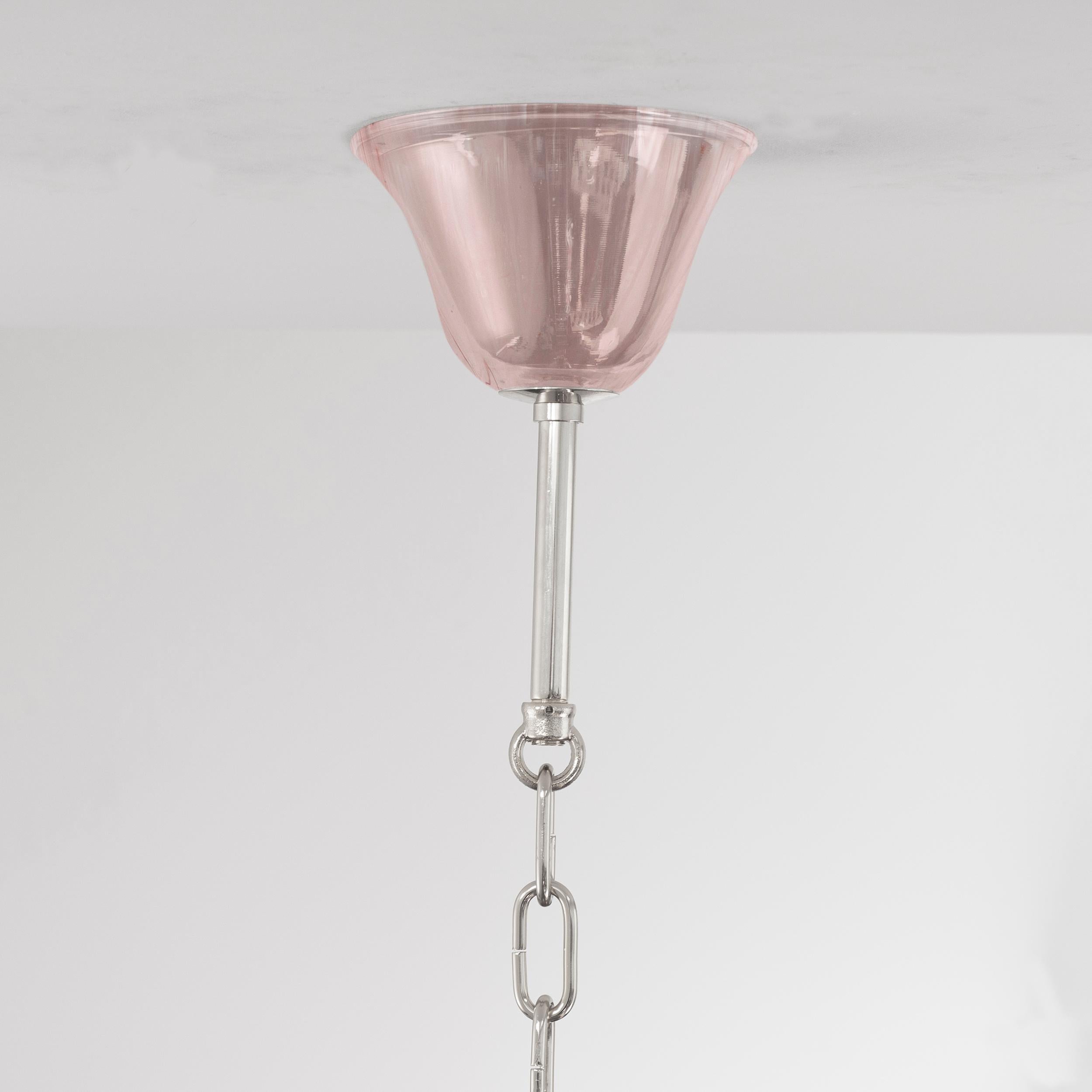 Simplicissimus Murano Chandelier 6 arms Powder Pink Glass by Multiforme in Stock For Sale 3