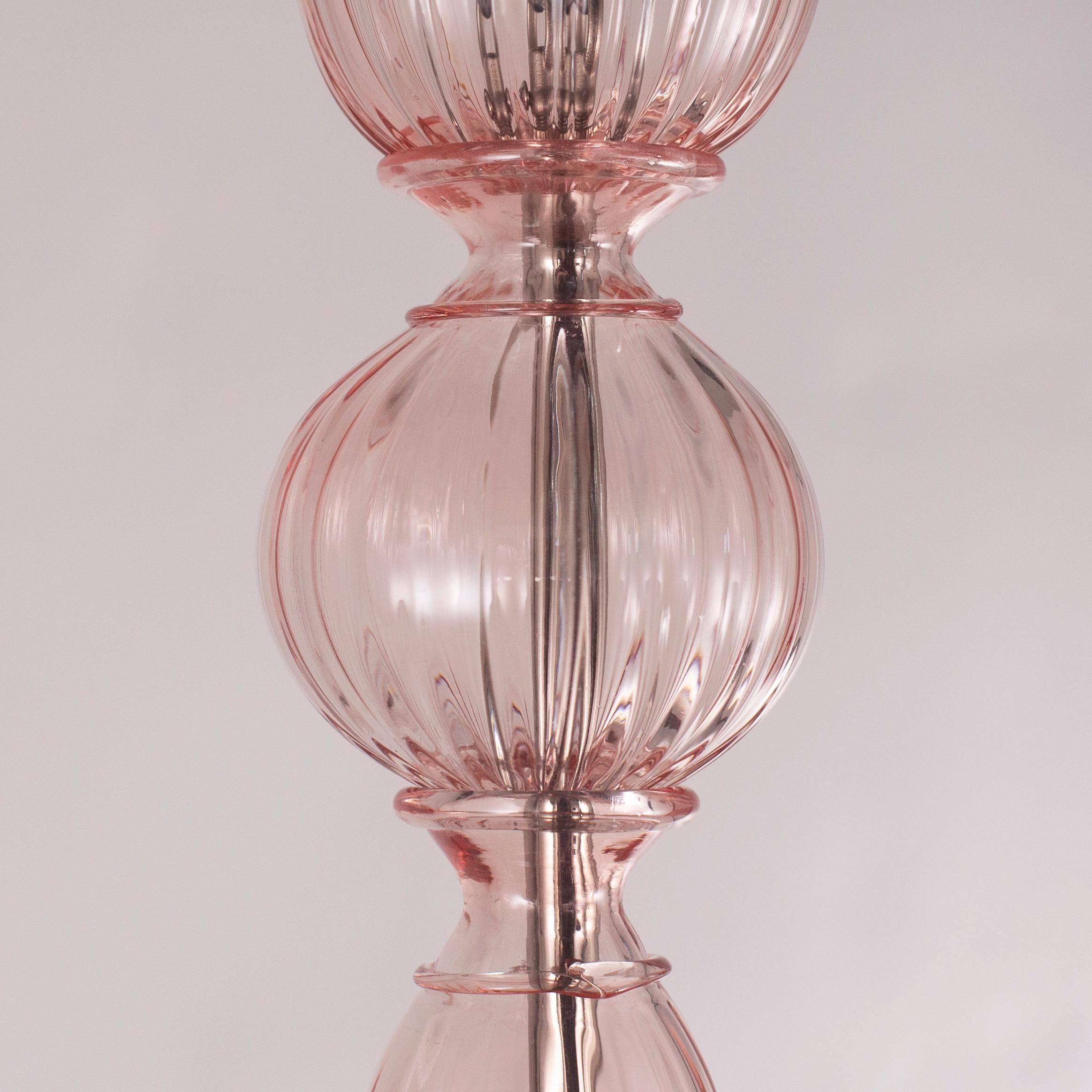Simplicissimus Murano Chandelier 6 arms Powder Pink Glass by Multiforme in Stock For Sale 2