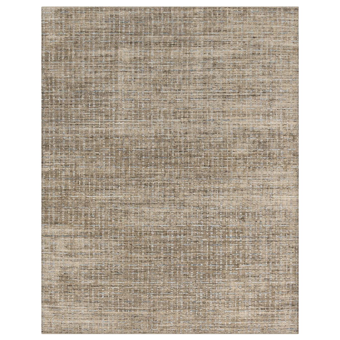 Simplicity Comfort Beige Blue Contemporary Rug 10' x 14' For Sale