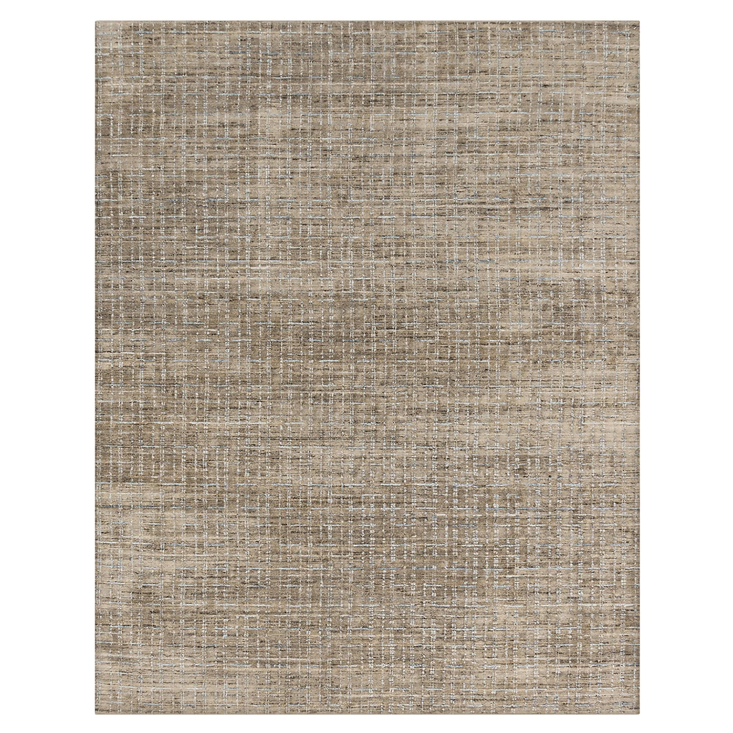 Simplicity Comfort Beige Blue Contemporary  Wool & Viscose Rug 10' x 14'