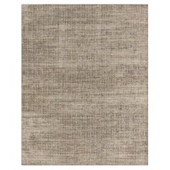 Simplicidad Confort Beige Azul Contemporáneo Alfombra de lana y viscosa 10' x 14'