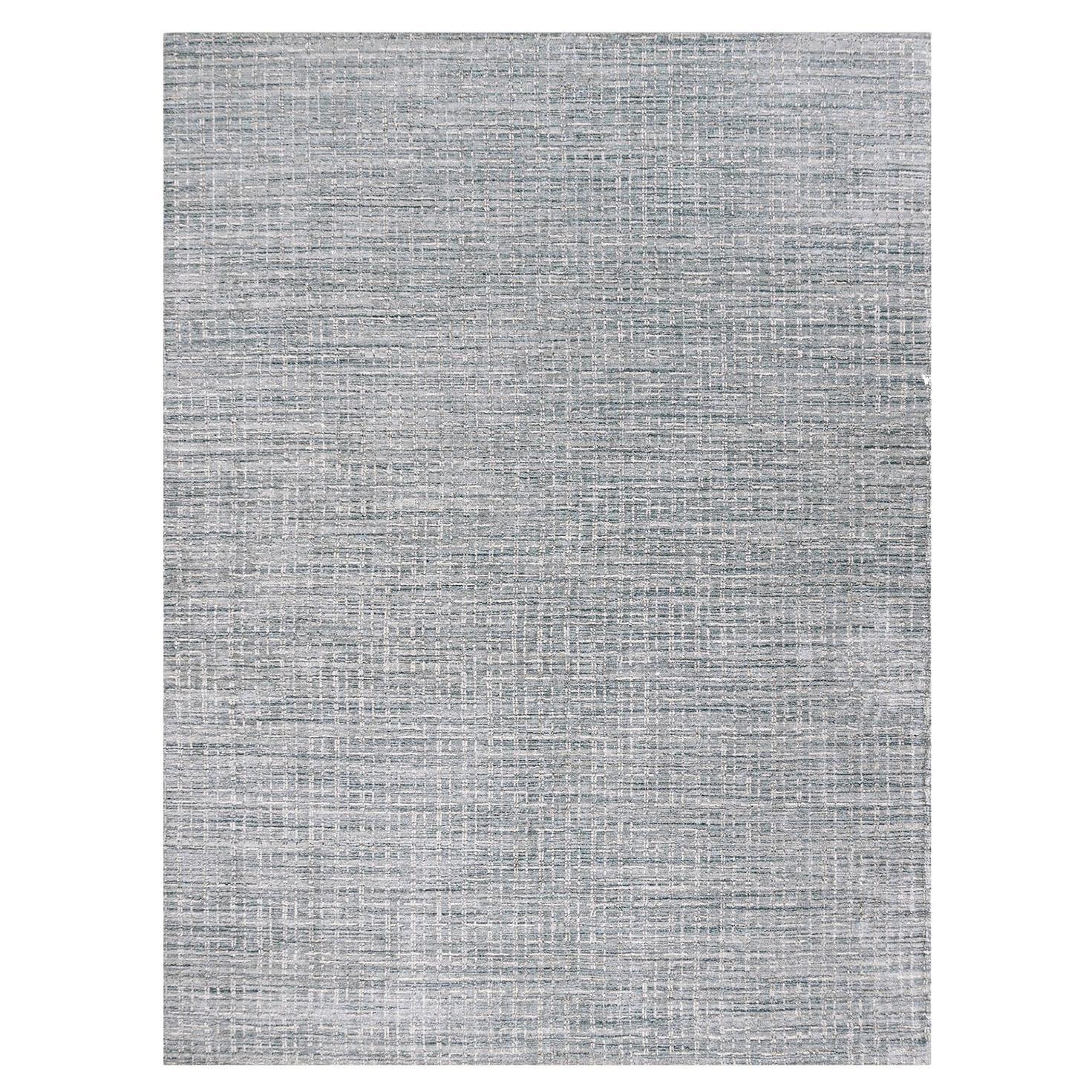 Simplicity Comfort Blue Beige Hand Loomed Rug 12'7 X 13'