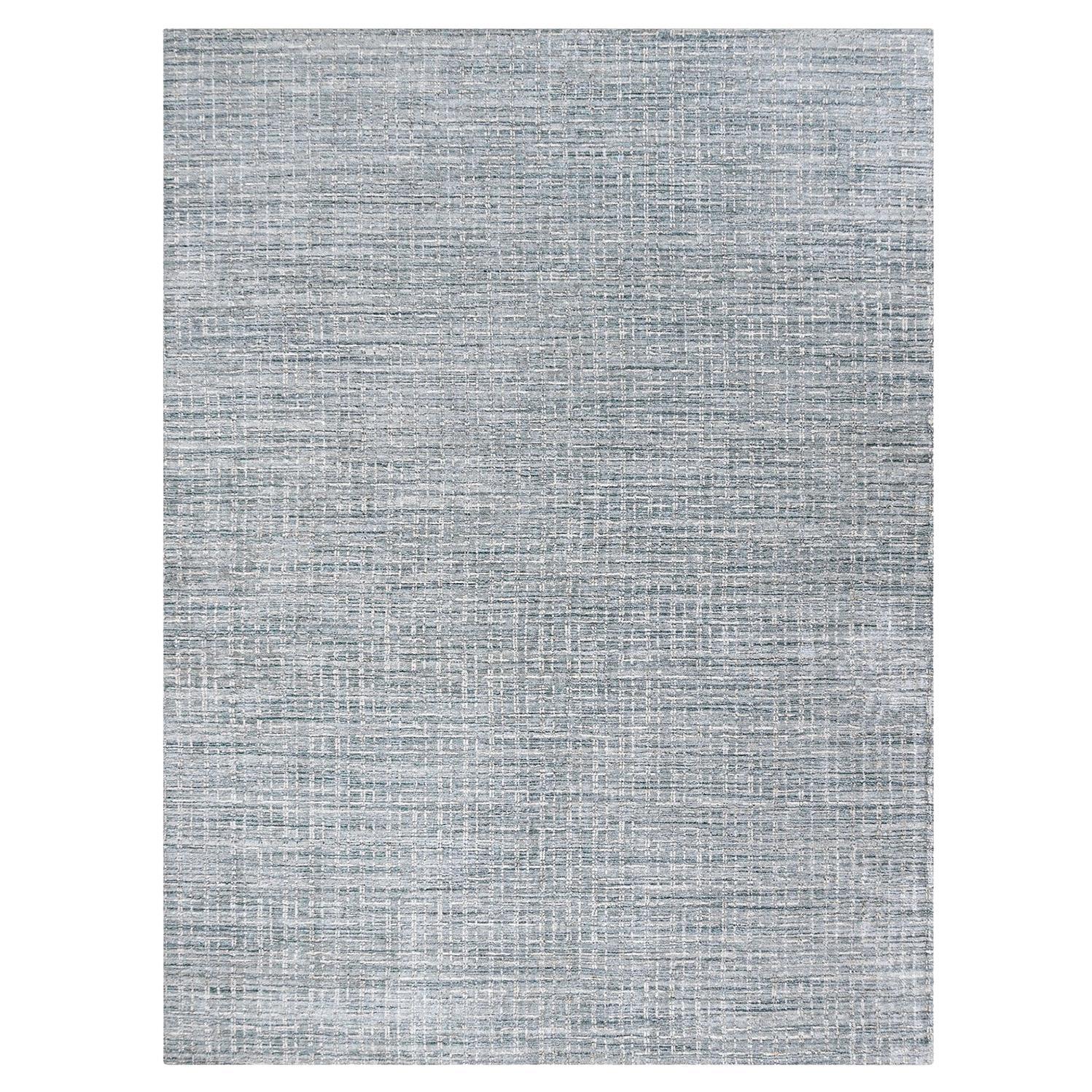 Simplicity Comfort Light Blue Beige Hand Loomed Area Rugs 8' X 10'