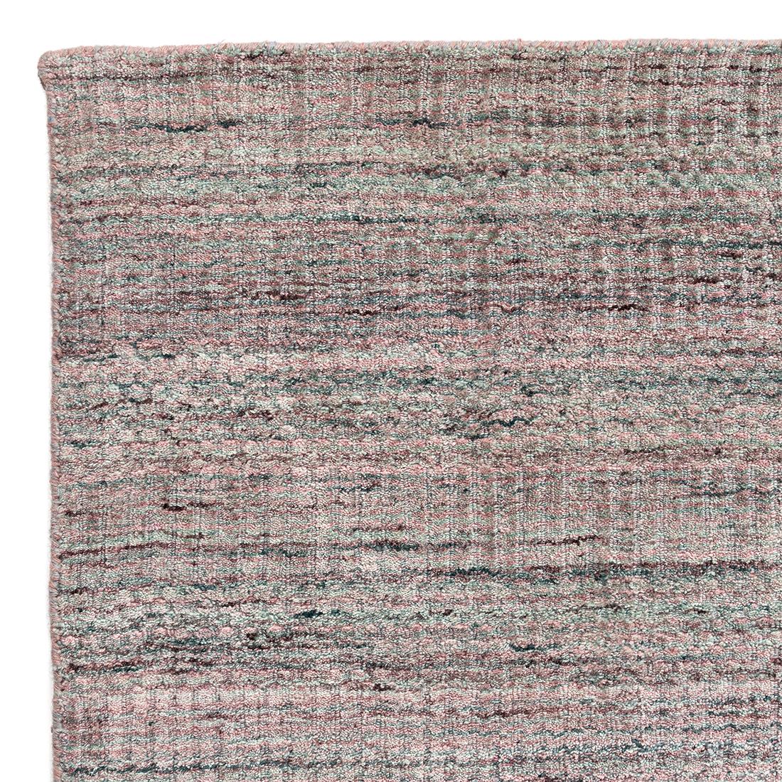 Simplicity pink turquoise contemporary handwoven Rug, 10' x 14'. We call this our “Simplicity” Line, but a closer look reveals that it is not so simple. Yes, we have eliminated borders, yes the pattern is infinite, yes it is purely geometric. But