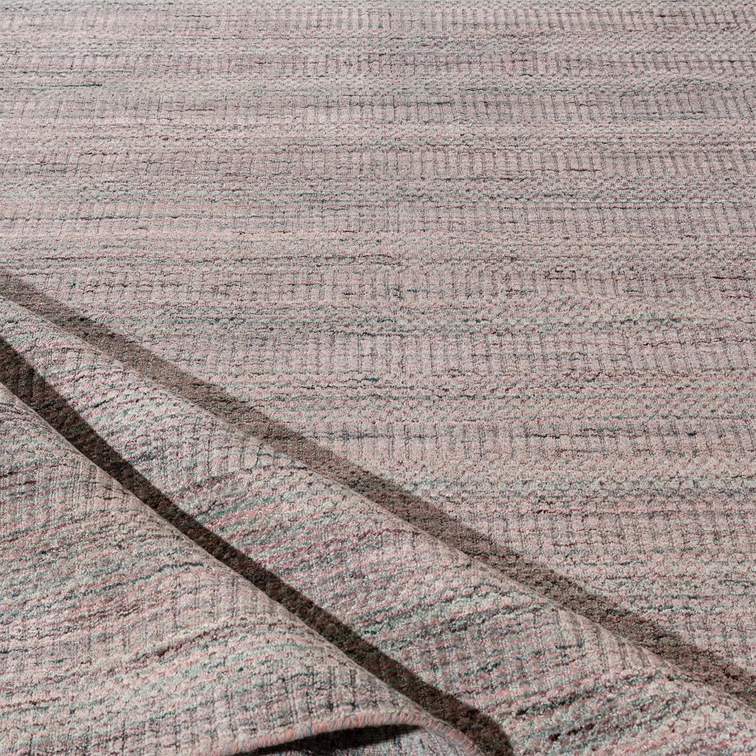 Simplicity Comfort Rose Turquoise Tapis contemporain tissé à la main en vente 3