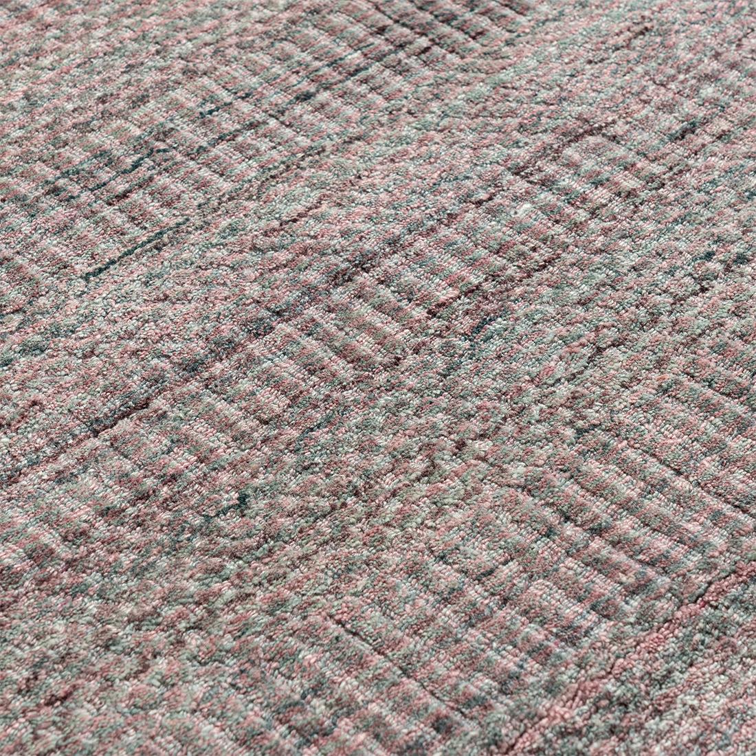 Laine Simplicity Comfort Rose Turquoise Tapis contemporain tissé à la main en vente
