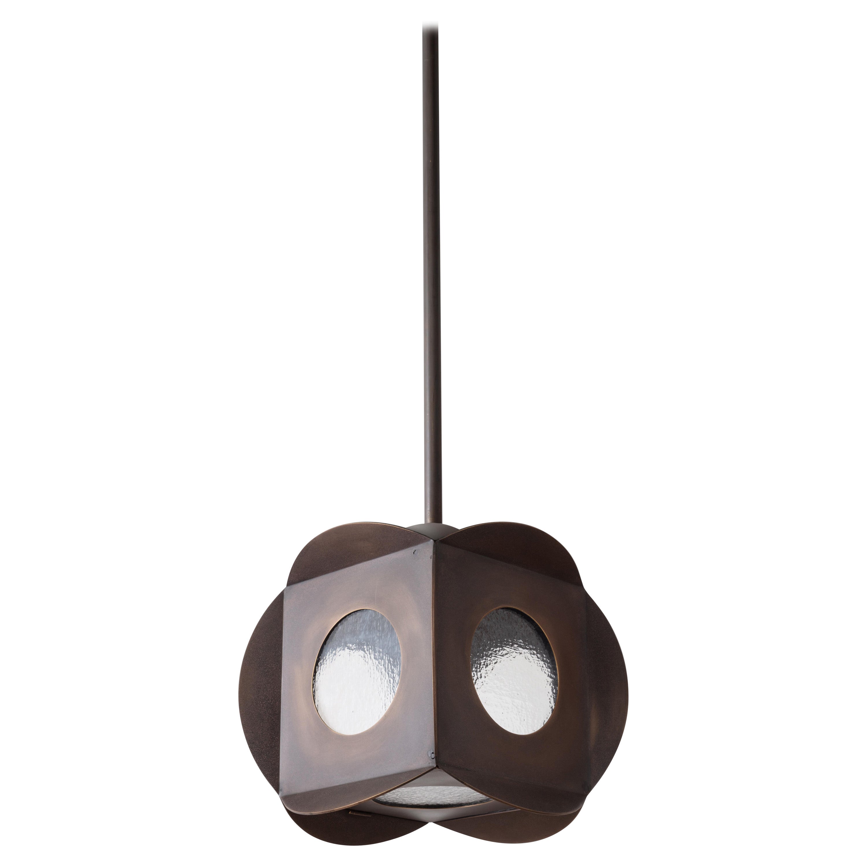 Ciondolo Simplicity Ciondolo a cubo in ottone con finestre di vetro in vendita