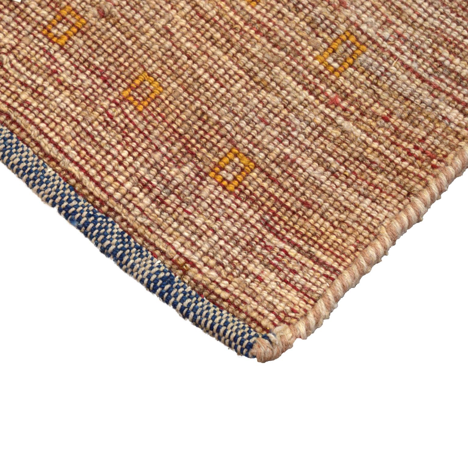 Tribal Neutral Wool Gabbeh Rug, 1’ x 2’ For Sale