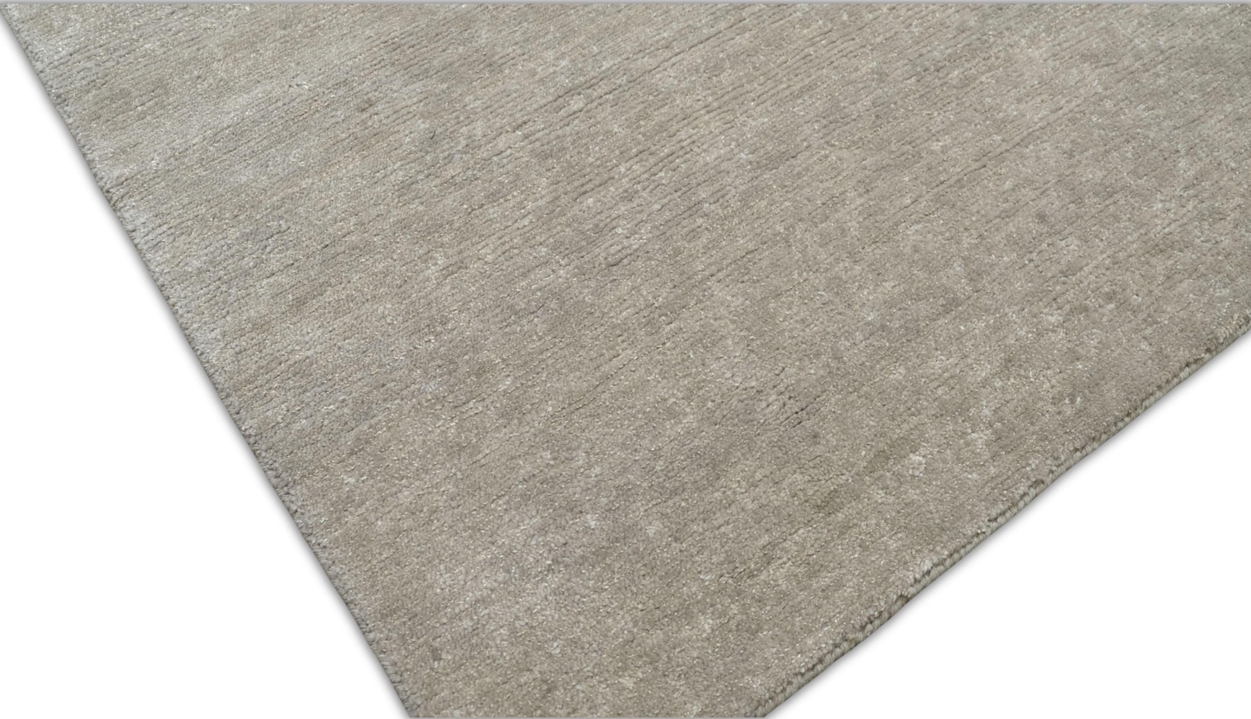 Noué à la main Tapis Simplistic Solid Green/Gold Wool Linen Tweed 9'x12' (vert et or) en vente